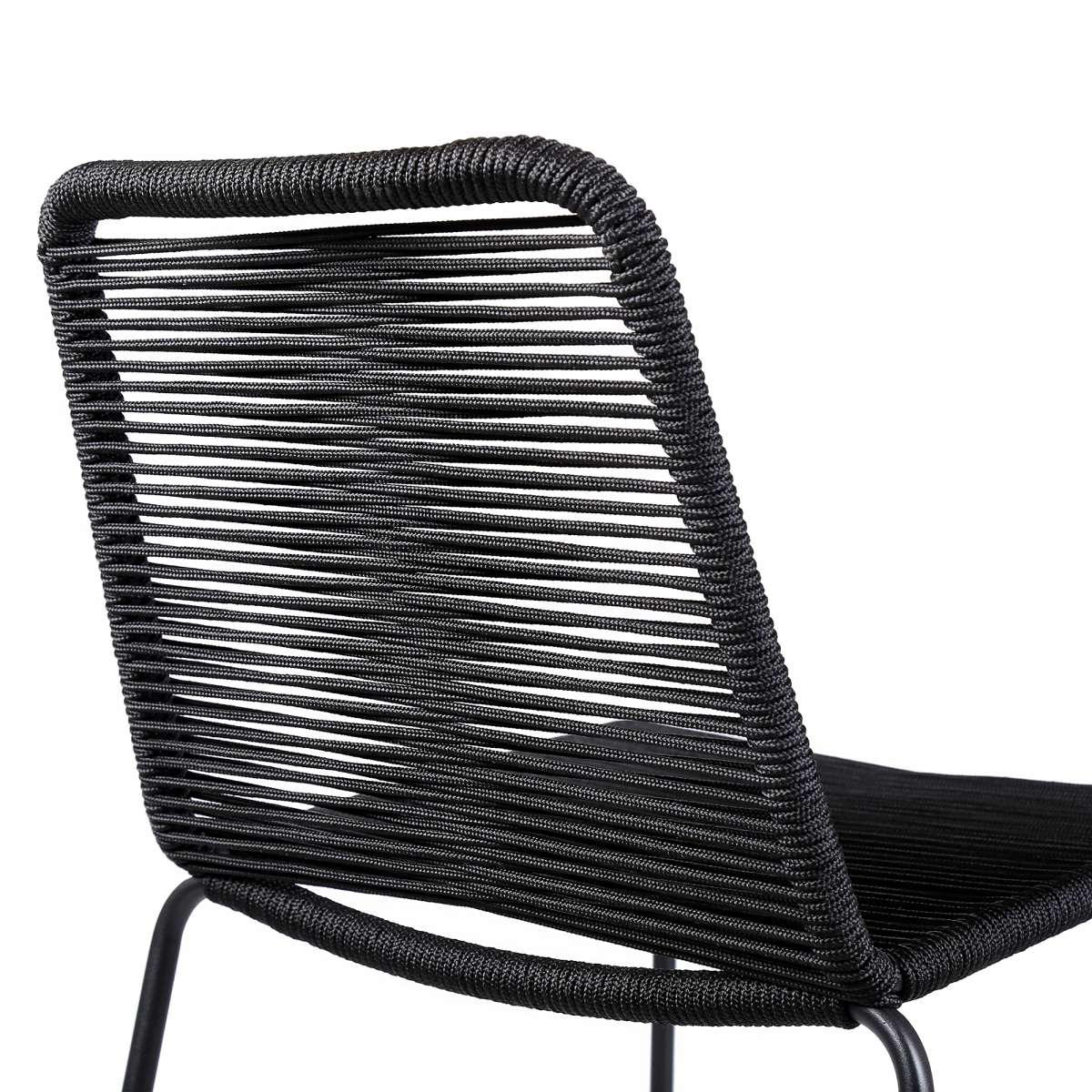 Shasta 26" Outdoor Metal and Black Rope Stackable Counter Stool - Set of 2 By Armen Living - Image 6
