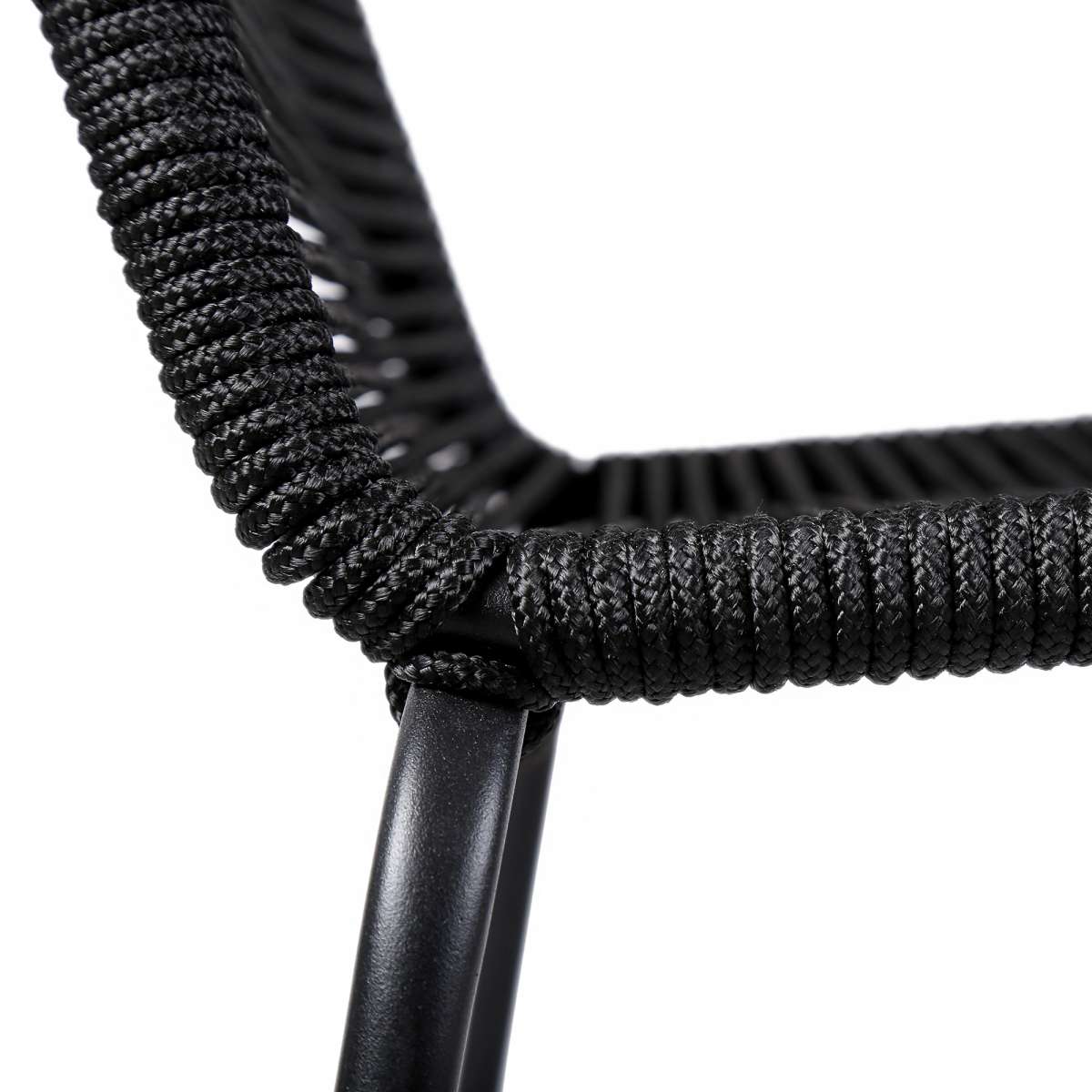 Shasta 26" Outdoor Metal and Black Rope Stackable Counter Stool - Set of 2 By Armen Living - Image 7
