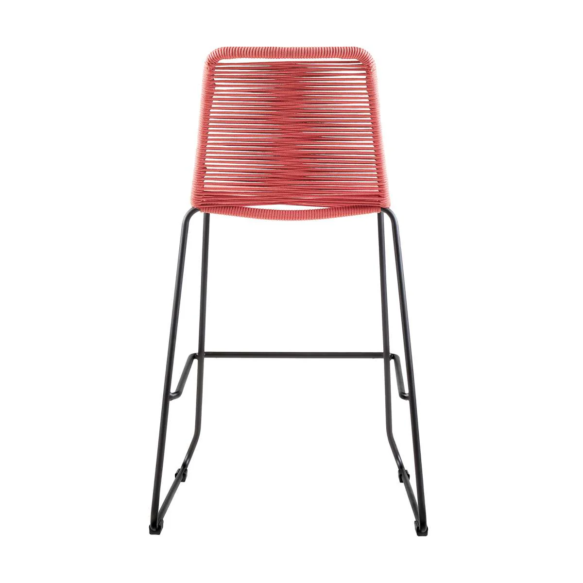 Shasta 26" Outdoor Metal and Brick Red Rope Stackable Counter Stool - Set of 2 By Armen Living - Image 3