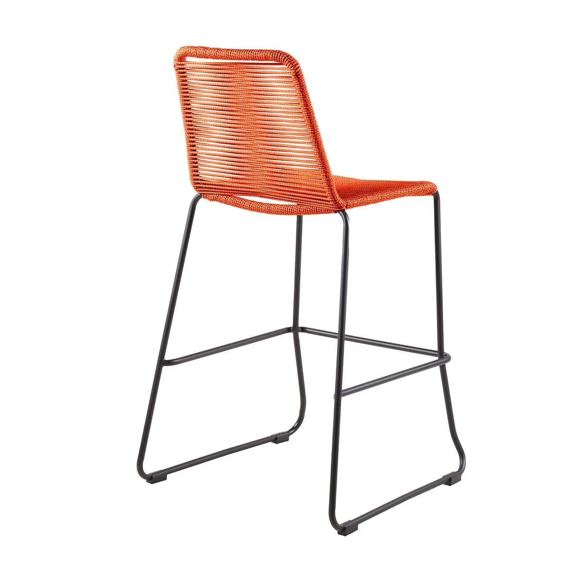 Shasta 26" Outdoor Metal and Tangerine Rope Stackable Counter Stool - Set of 2 By Armen Living - Image 5