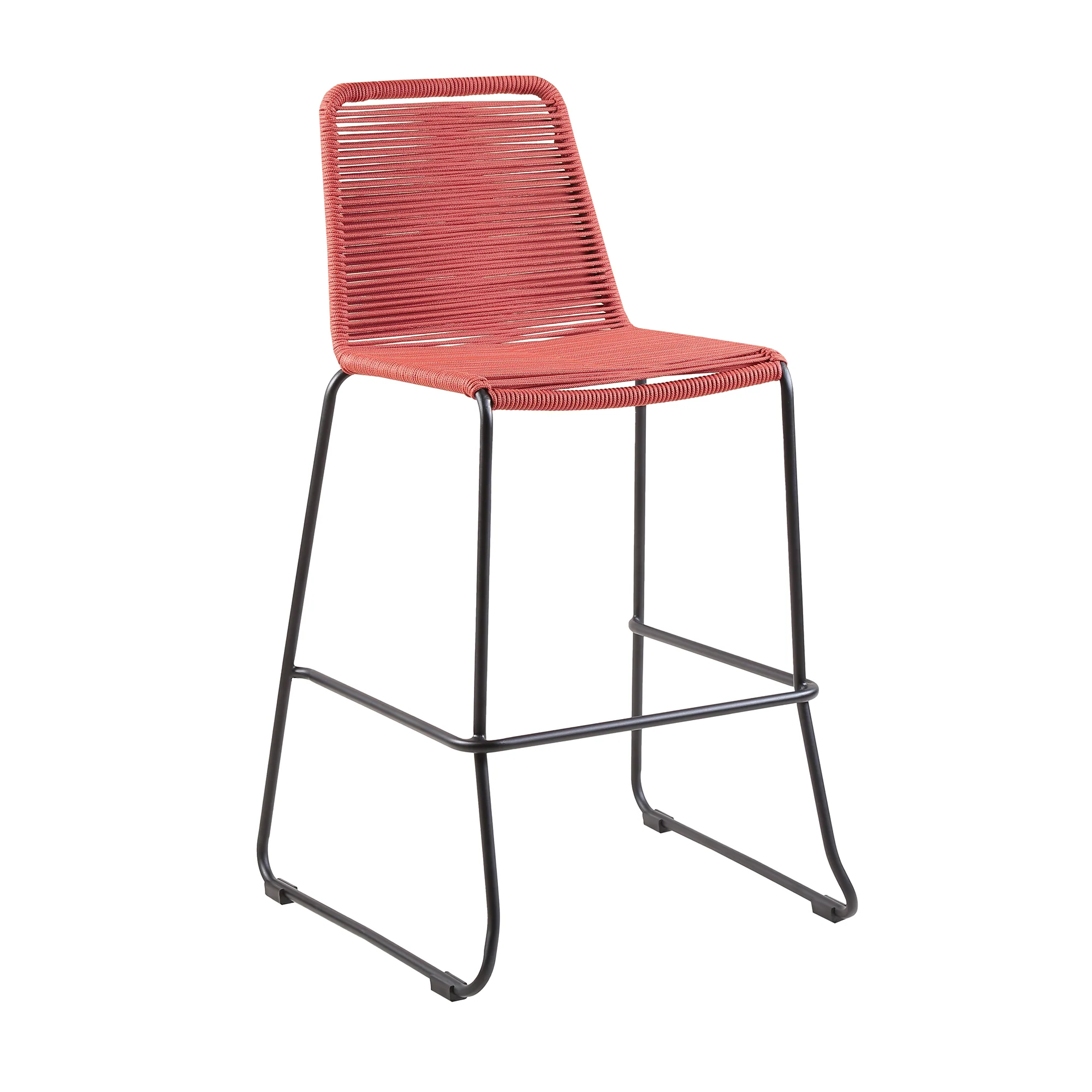 Shasta 30" and 26" Outdoor Metal and Rope Stackable Barstool By Armen Living - Image 2
