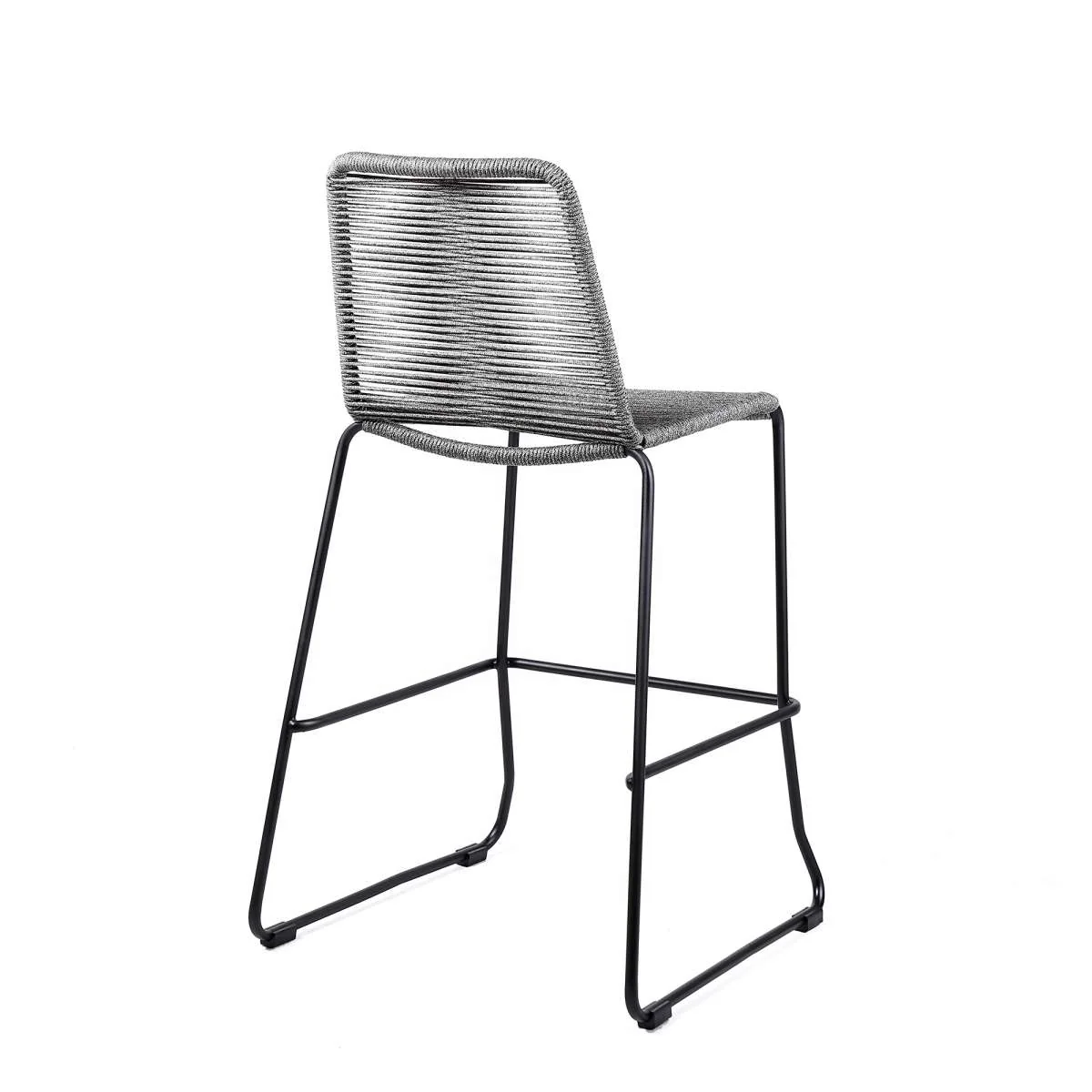 Shasta 30" Outdoor Metal and Black Rope Stackable Barstool By Armen Living - Image 10