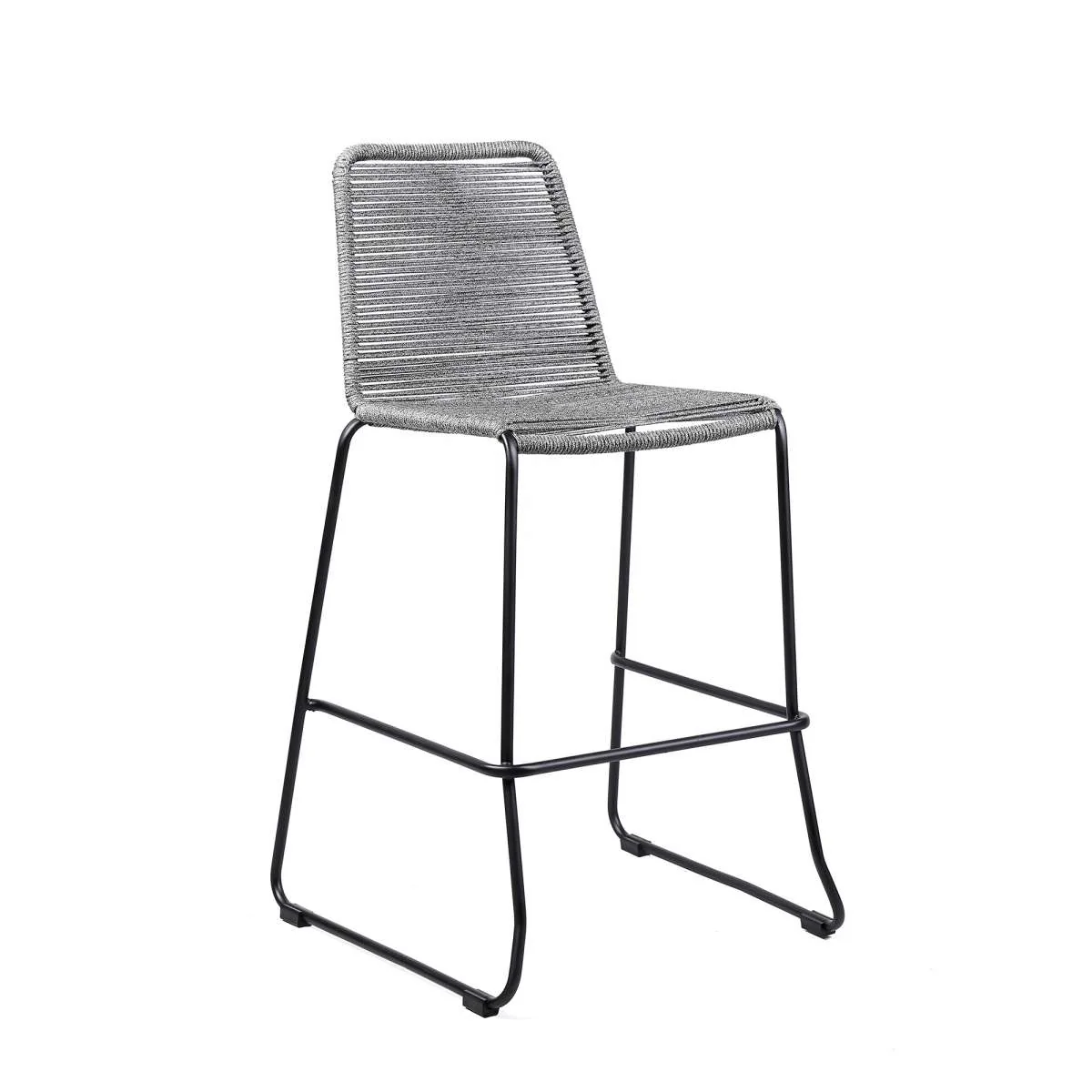 Shasta 30" Outdoor Metal and Black Rope Stackable Barstool By Armen Living - Image 15
