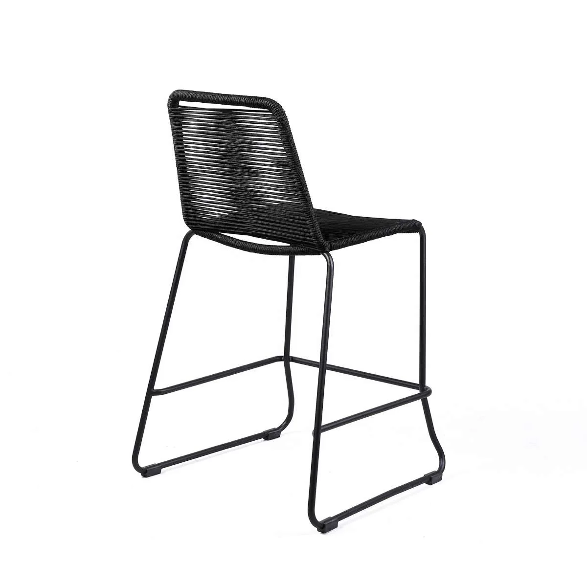 Shasta 30" Outdoor Metal and Black Rope Stackable Barstool By Armen Living - Image 4
