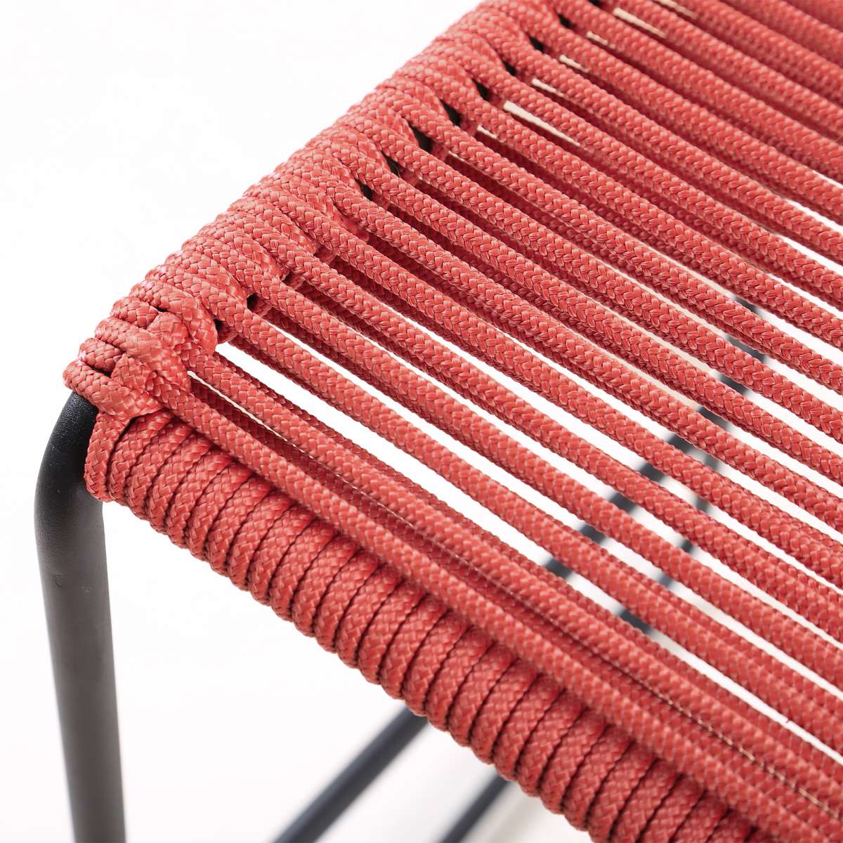 Shasta 30" Outdoor Metal and Brick Red Rope Stackable Barstool - Set of 2 By Armen Living - Image 2