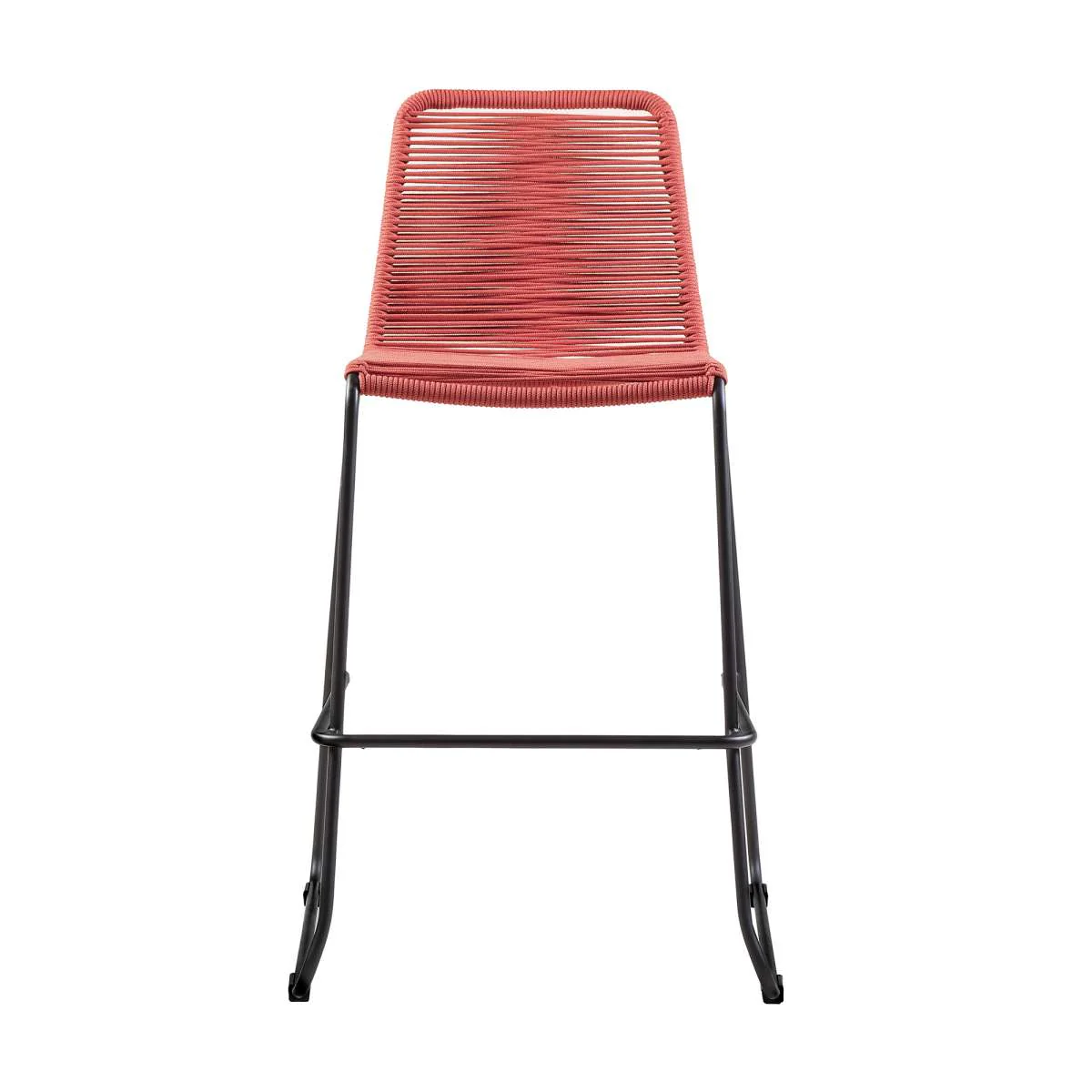 Shasta 30" Outdoor Metal and Brick Red Rope Stackable Barstool - Set of 2 By Armen Living - Image 4