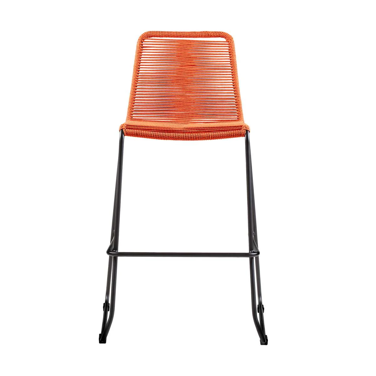 Shasta 30" Outdoor Metal and Tangerine Rope Stackable Barstool - Set of 2 By Armen Living - Image 7