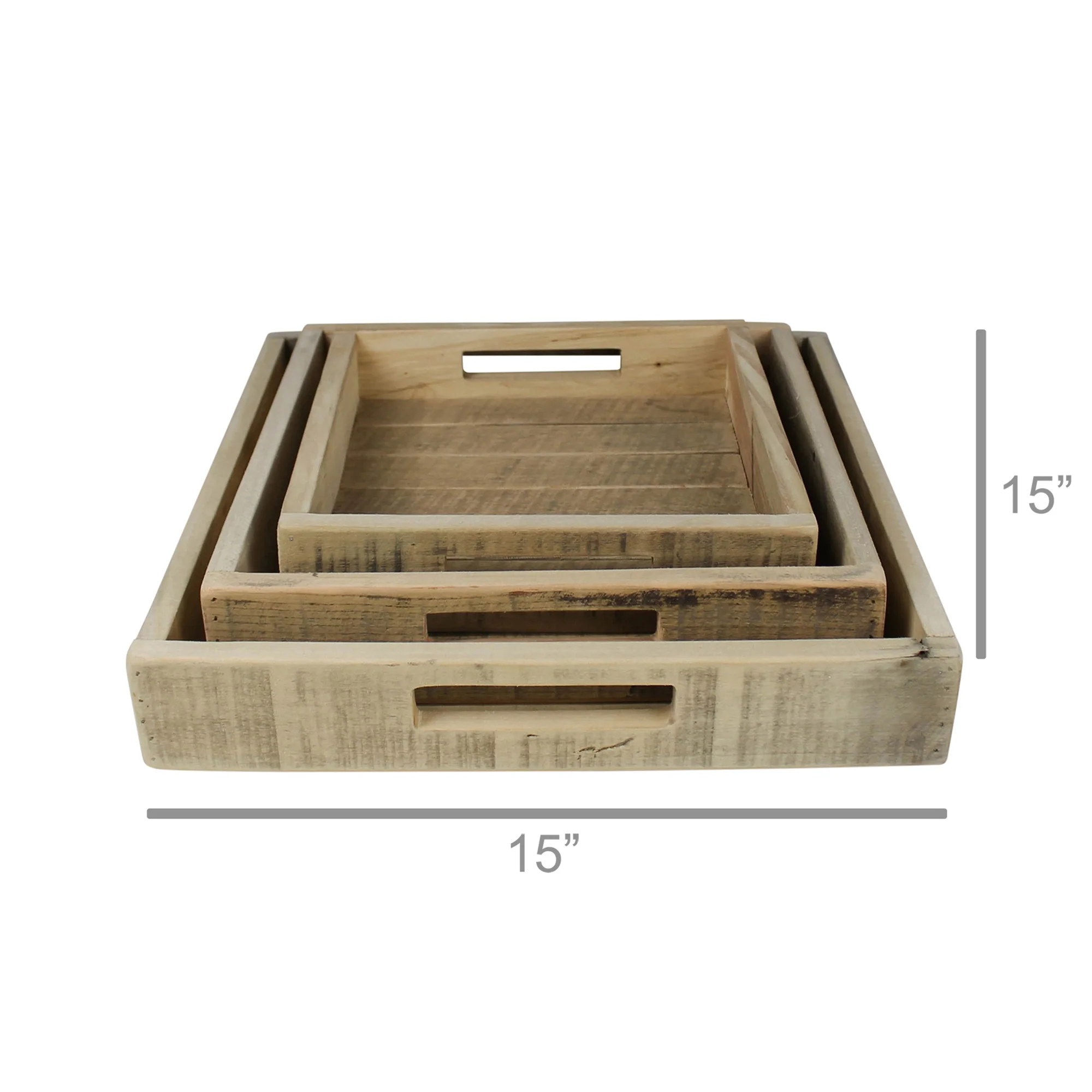 Shaw Wood Trays, Square - Set of 3 By HomArt - Image 3