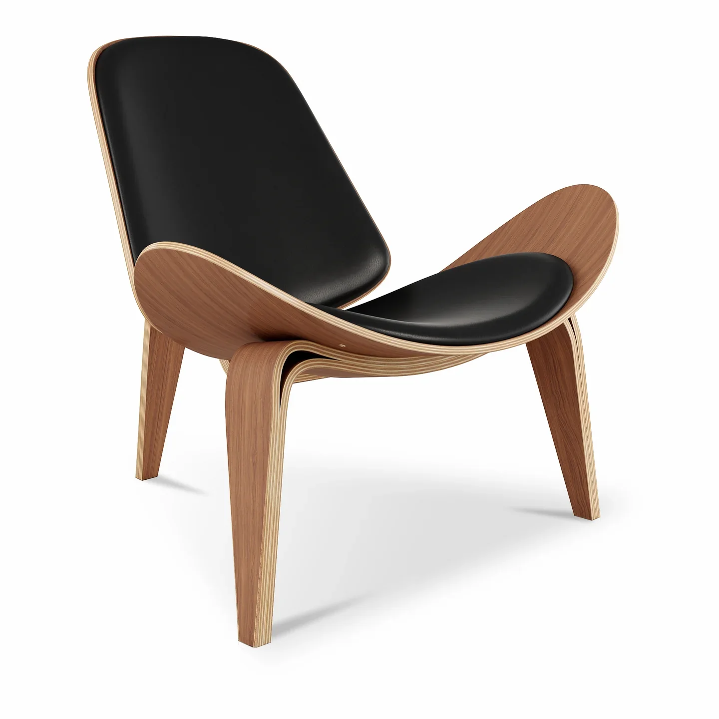 Shell Chair, Black Real Leather By World Modern Design - Image 5