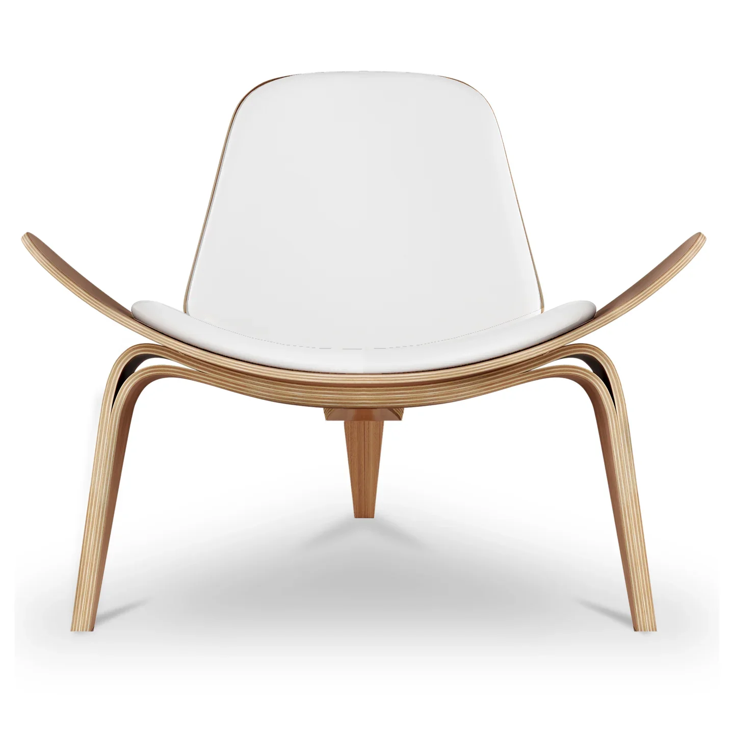 Shell Chair, White Real Leather By World Modern Design - Image 6
