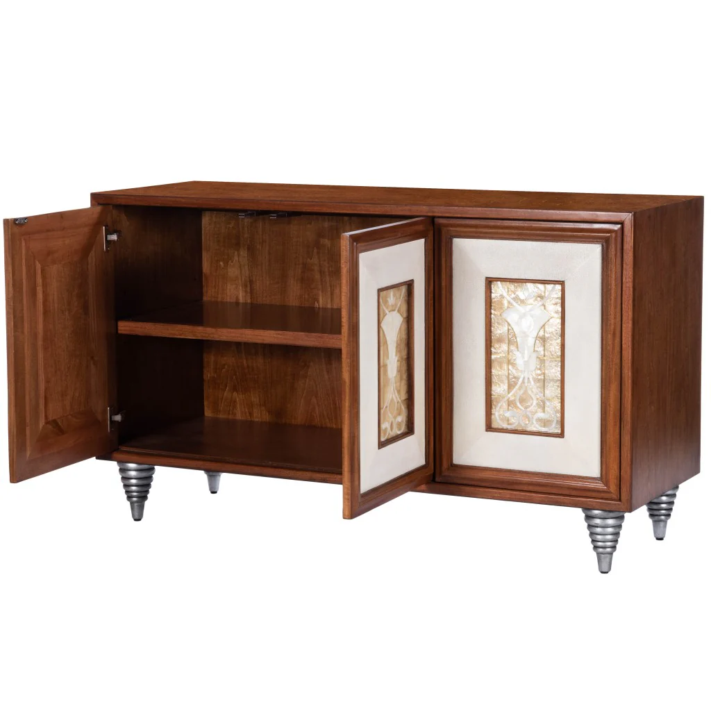 Shelly Leather & Capiz Shell Inlay Sideboard By Homeroots - Image 5