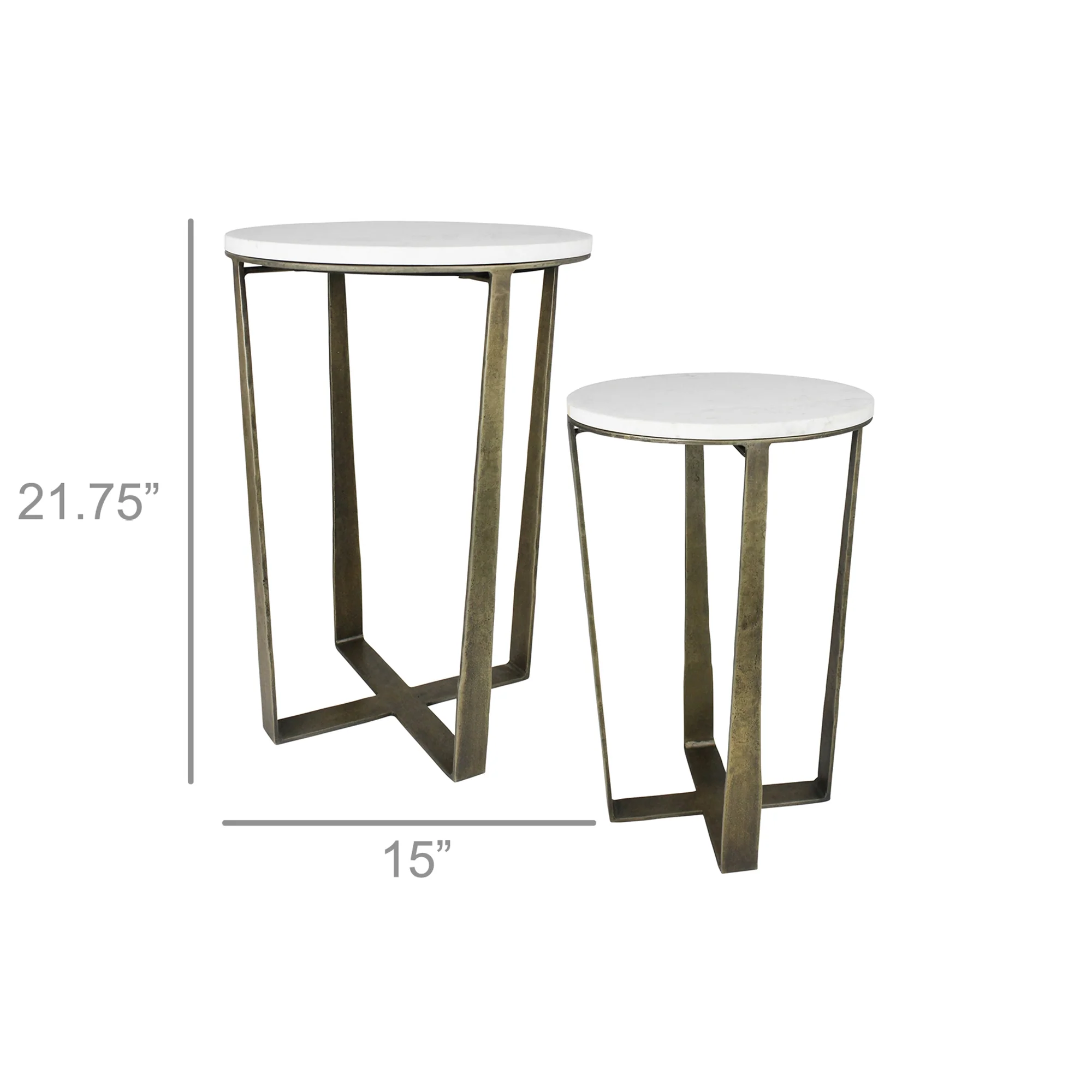 Shelton Side Tables, Brass & Marble - Set of 2 By HomArt - Image 7