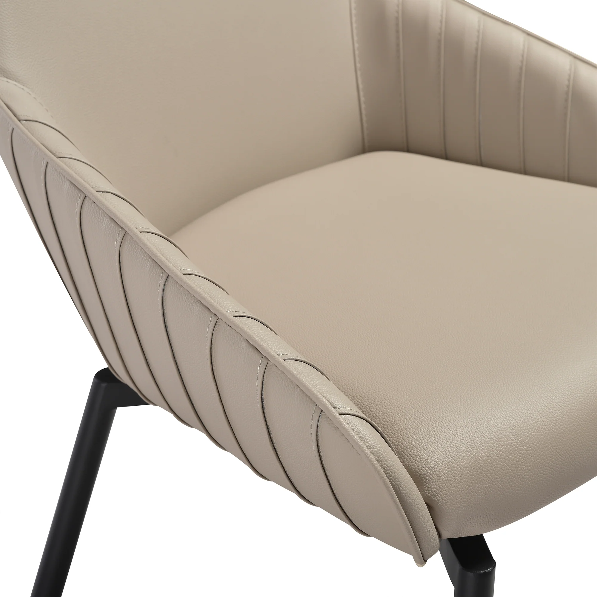 Shilo Swivel Upholstered Dining Chair in Champagne Faux Leather with Black Metal Legs - Set of 2 By Armen Living - Image 10