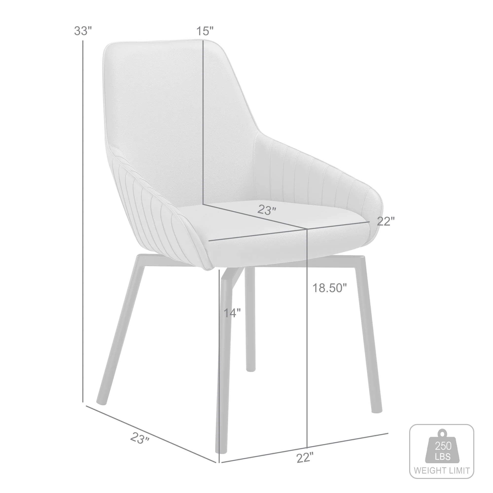 Shilo Swivel Upholstered Dining Chair in Champagne Faux Leather with Black Metal Legs - Set of 2 By Armen Living - Image 11