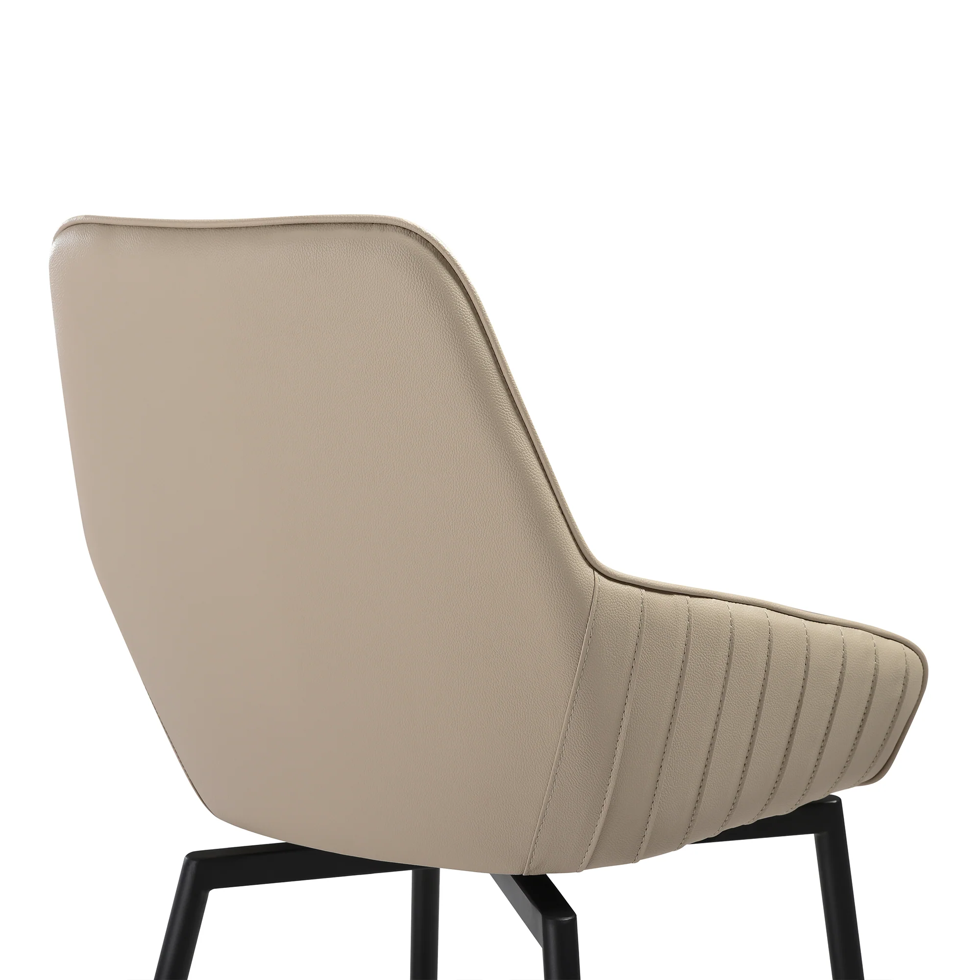 Shilo Swivel Upholstered Dining Chair in Champagne Faux Leather with Black Metal Legs - Set of 2 By Armen Living - Image 12