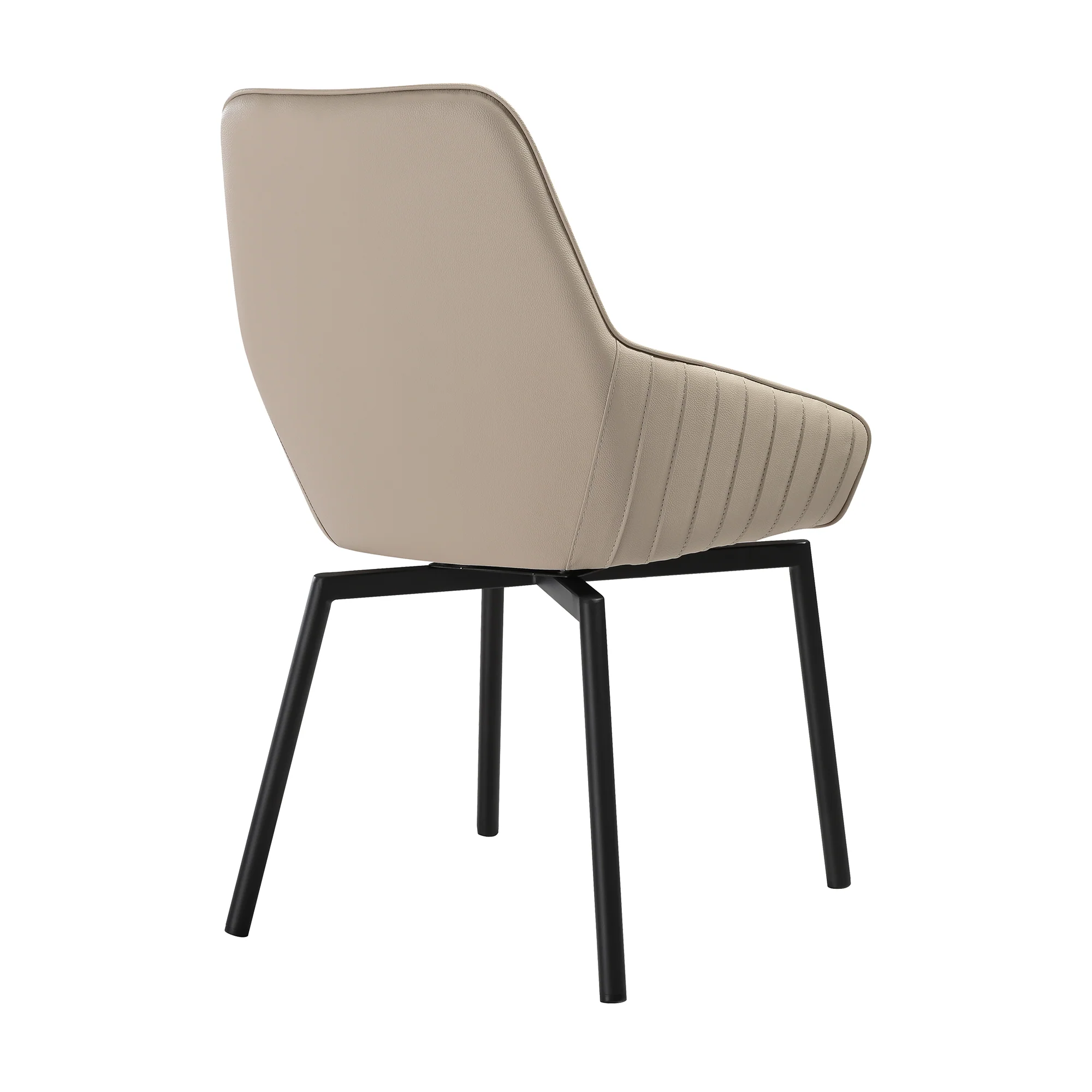 Shilo Swivel Upholstered Dining Chair in Champagne Faux Leather with Black Metal Legs - Set of 2 By Armen Living - Image 6