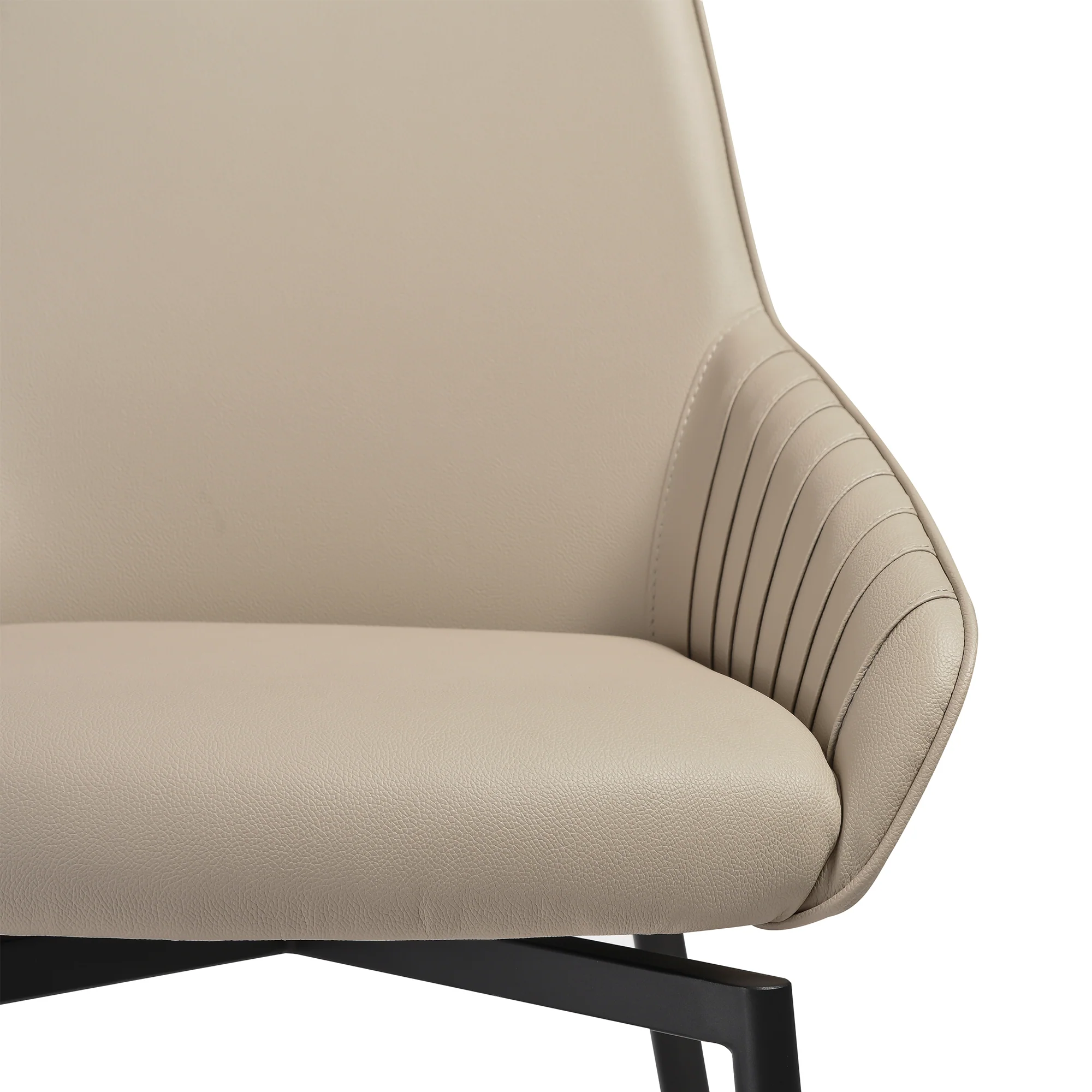 Shilo Swivel Upholstered Dining Chair in Champagne Faux Leather with Black Metal Legs - Set of 2 By Armen Living - Image 9
