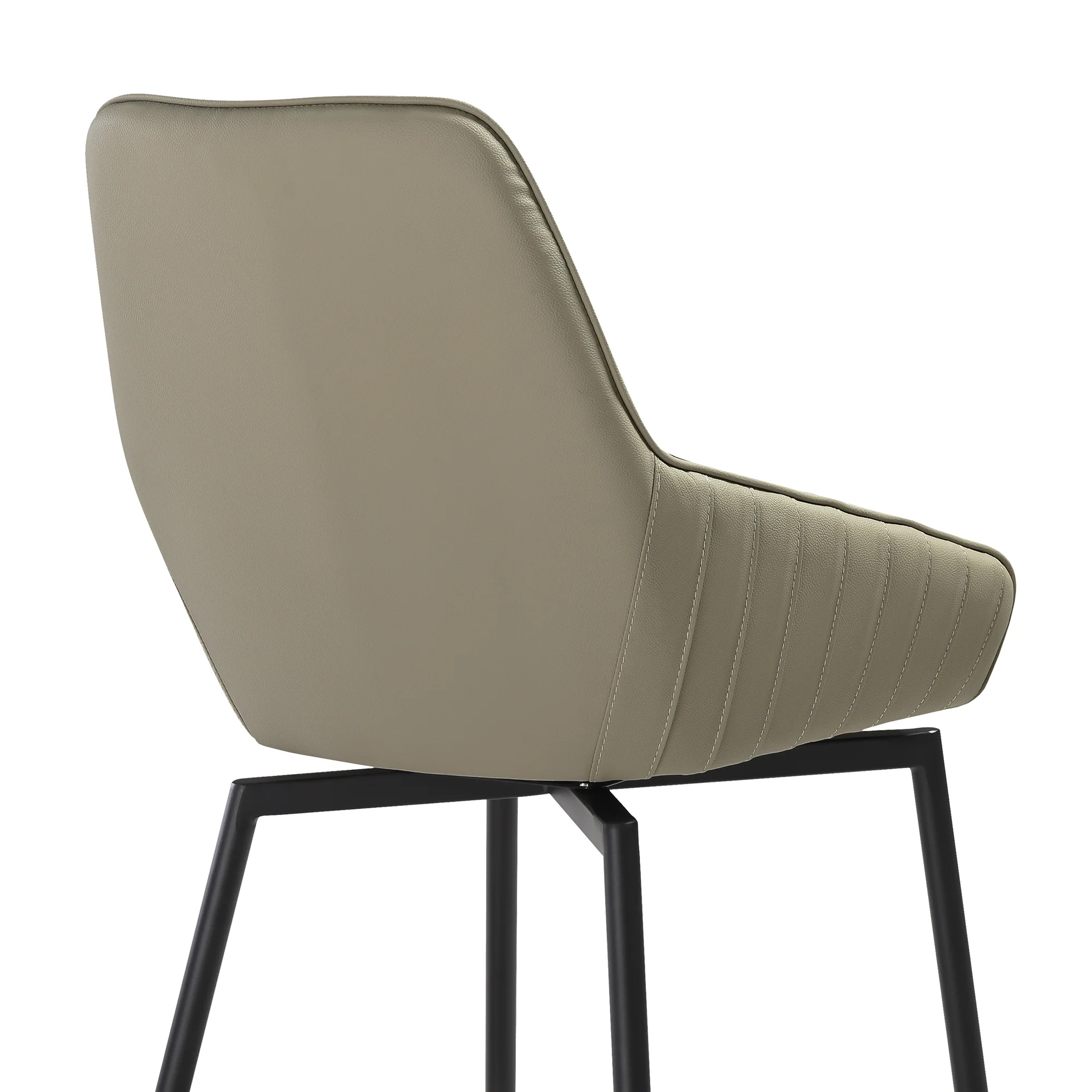 Shilo Swivel Upholstered Dining Chair in Taupe Gray Faux Leather with Black Metal Legs - Set of 2 By Armen Living - Image 11