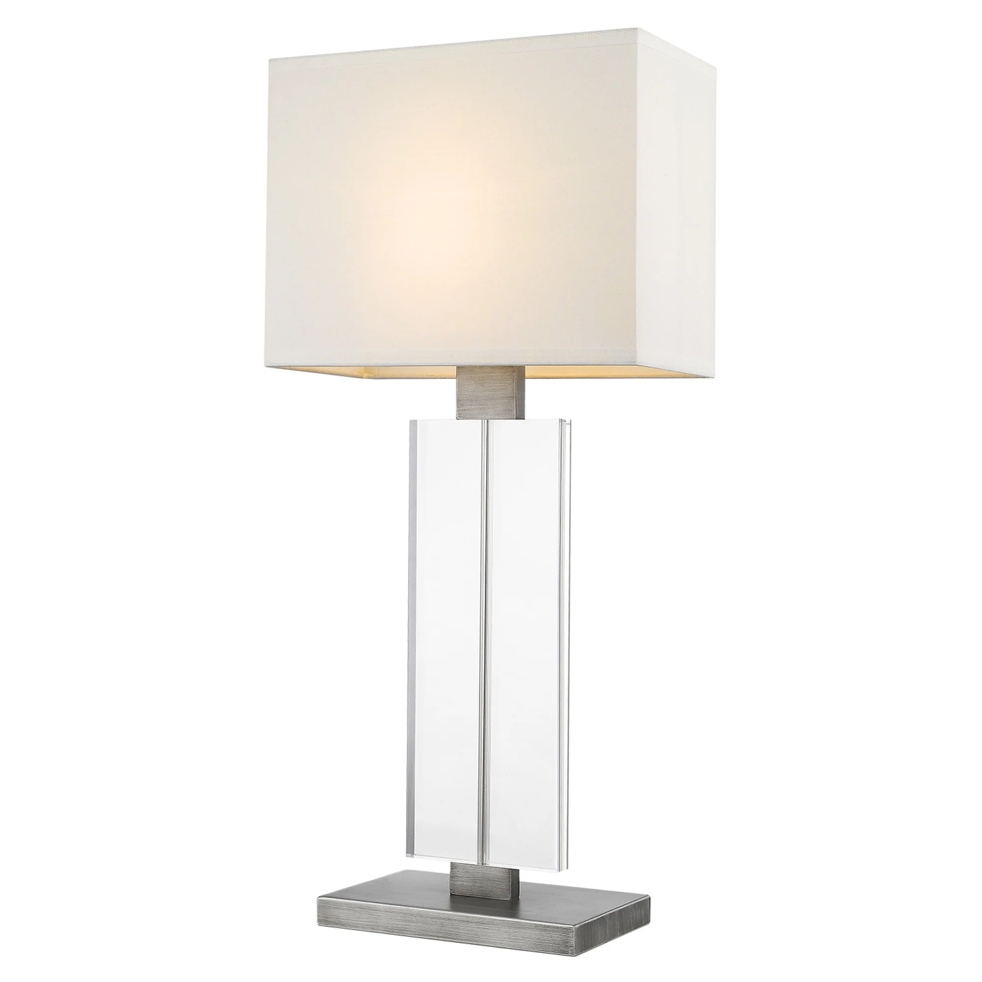 Shine 1-Light Acrylic And Hand Painted Weathered Pewter Table Lamp With Off White Shantung Shade By Homeroots - Image 2
