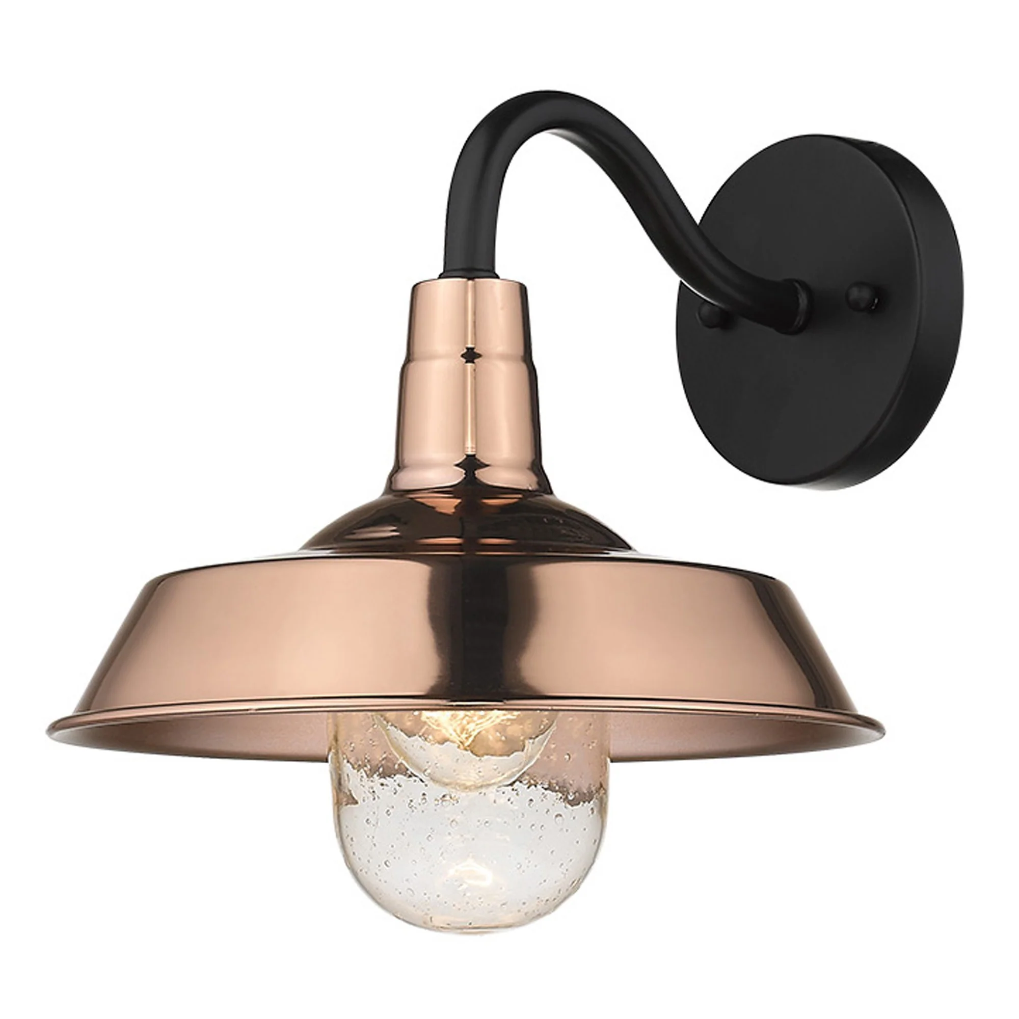 Shiny Copper Shallow Plate Shape Wall Light By Homeroots - Image 2