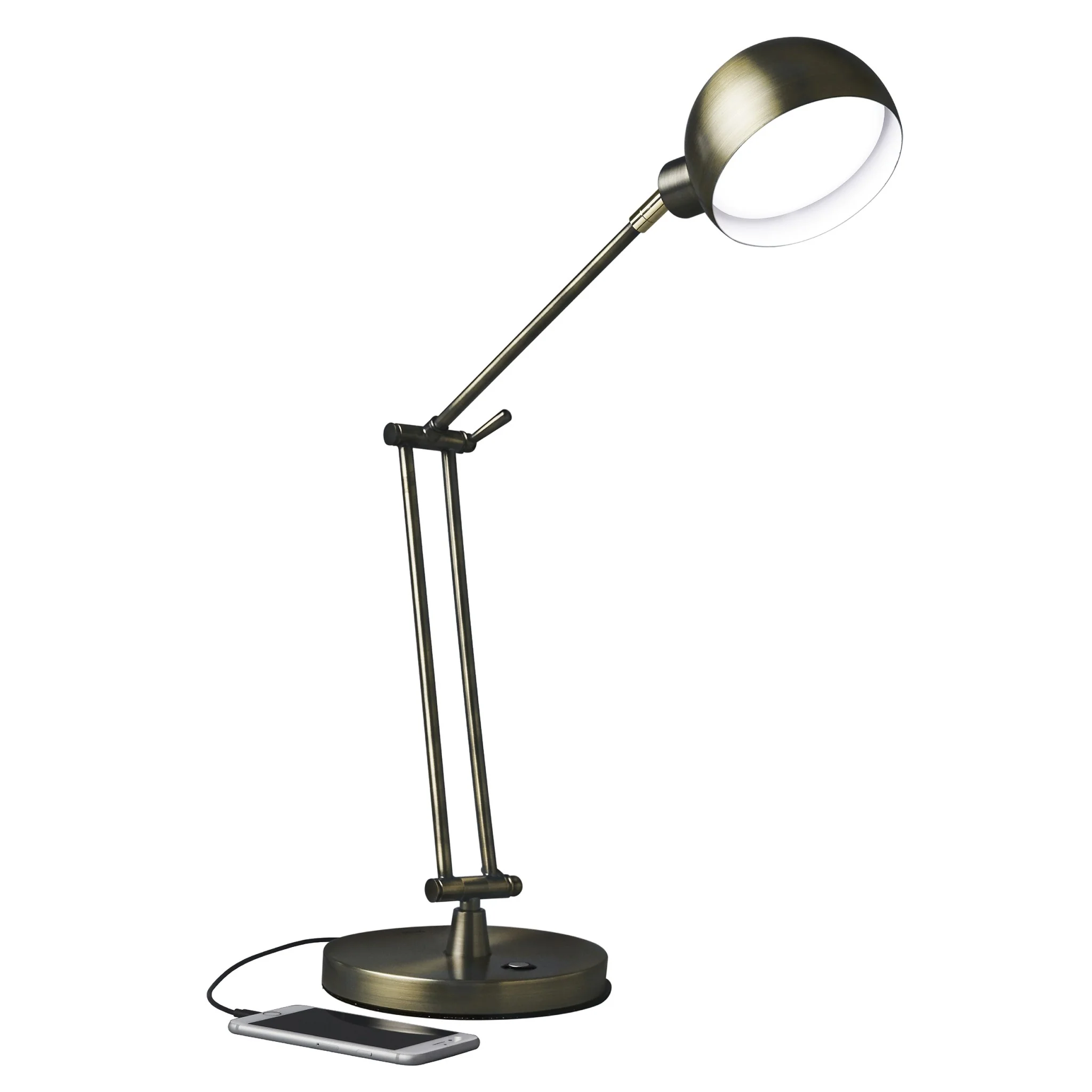 Shiny Satin Brass LED Adjustable Desk Lamp By Homeroots - Image 8