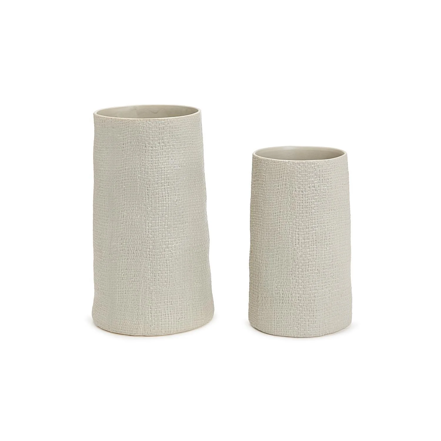 Shitake Beige Tall Cylinder Vase Set Of 2 By Tozai Home - Image 2