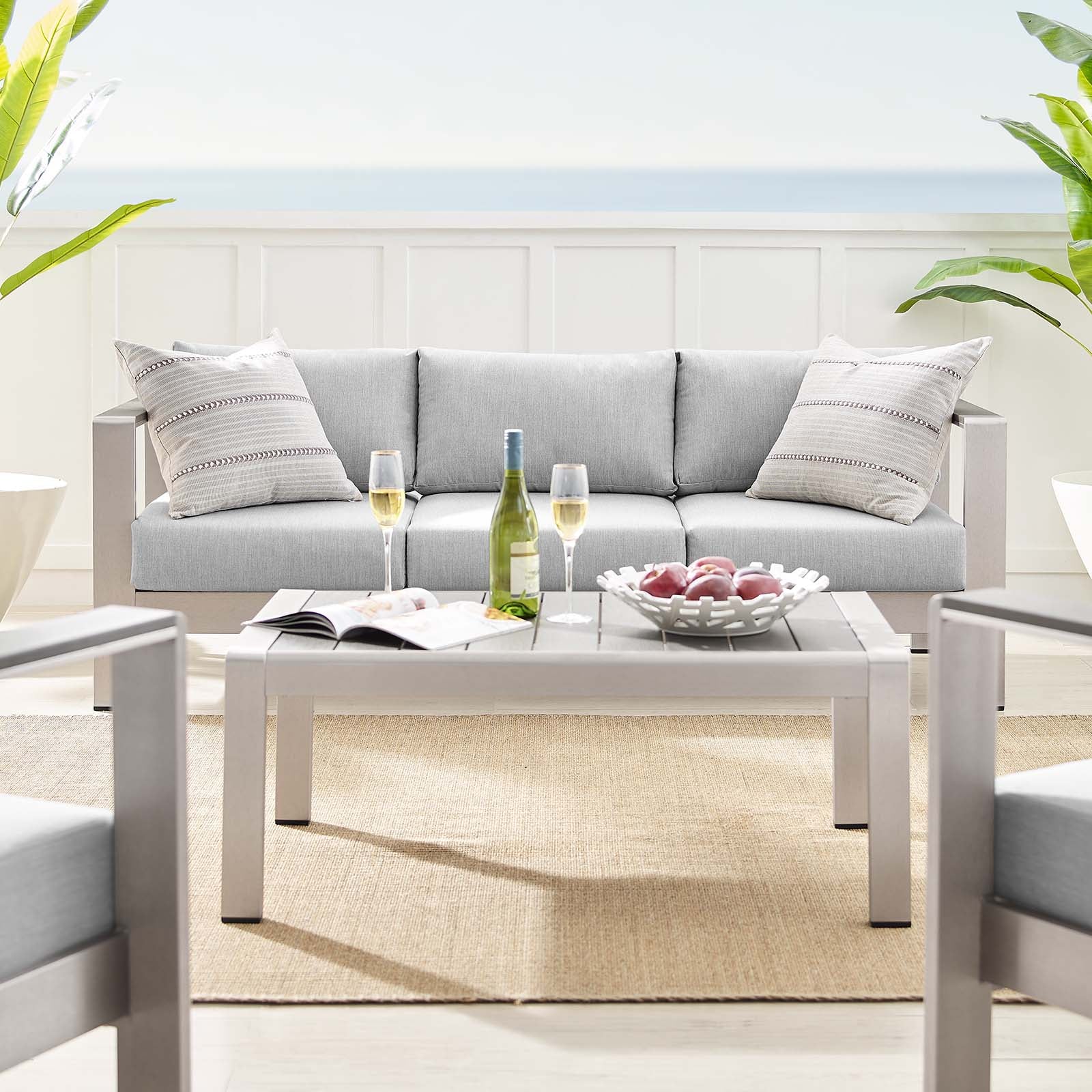 Shore Sunbrella® Fabric Outdoor Patio Aluminum 4 Piece Set By Modway - EEI-4316 - Image 2