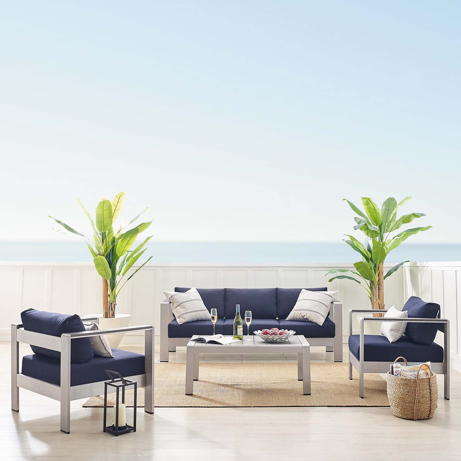 Shore Sunbrella® Fabric Outdoor Patio Aluminum 4 Piece Set By Modway - EEI-4316 - Image 23
