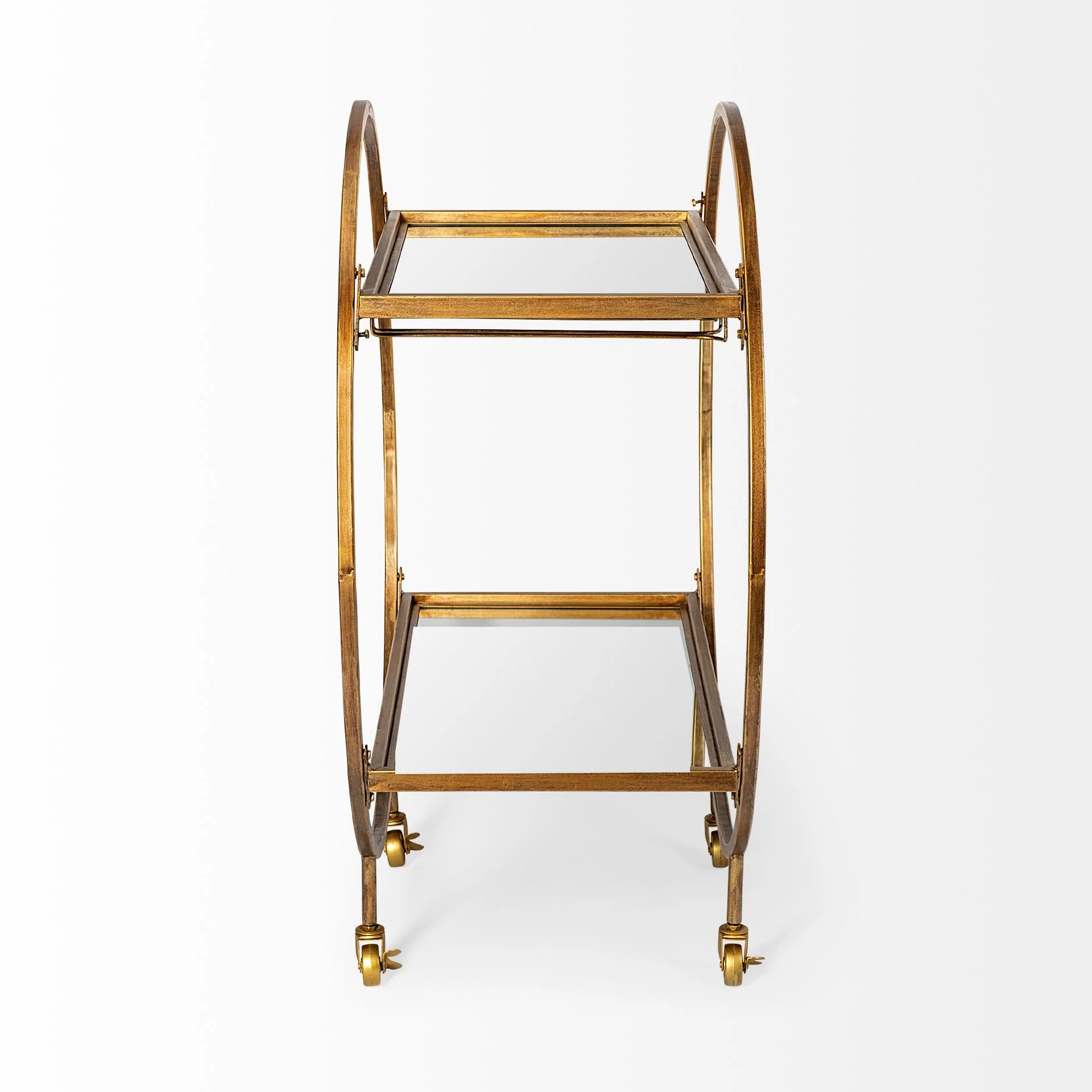 Showstopper Circular Rolling Gold Bar Cart By Homeroots - Image 2
