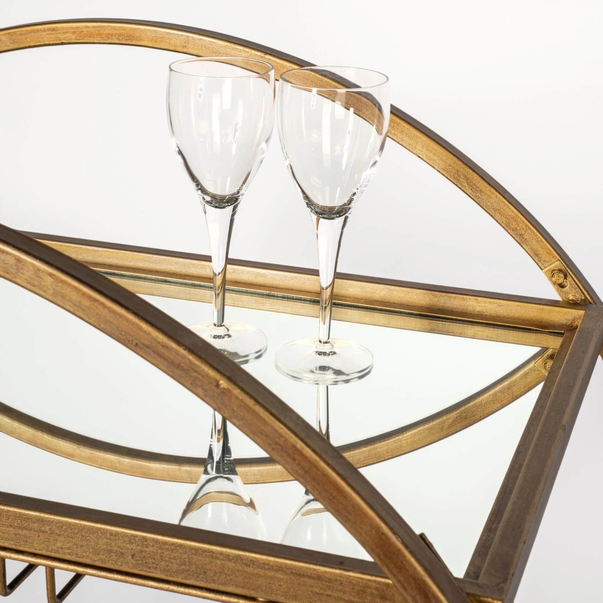 Showstopper Circular Rolling Gold Bar Cart By Homeroots - Image 4
