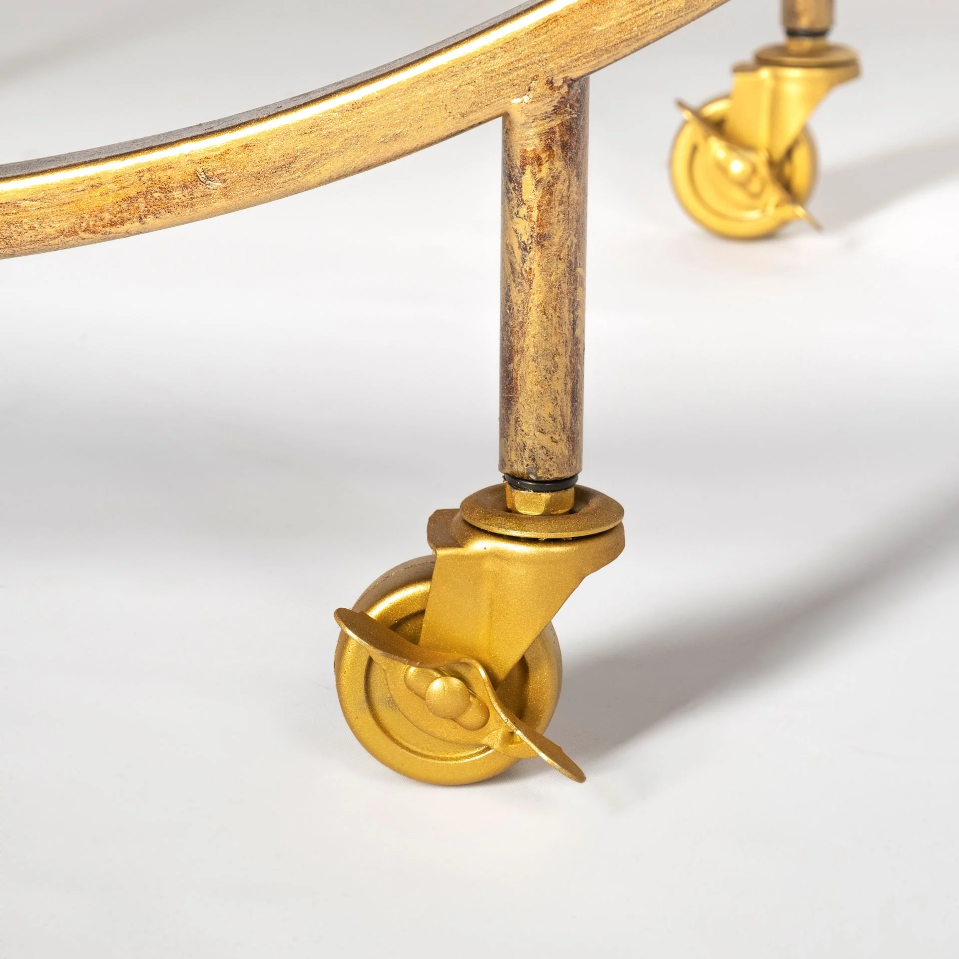 Showstopper Circular Rolling Gold Bar Cart By Homeroots - Image 5