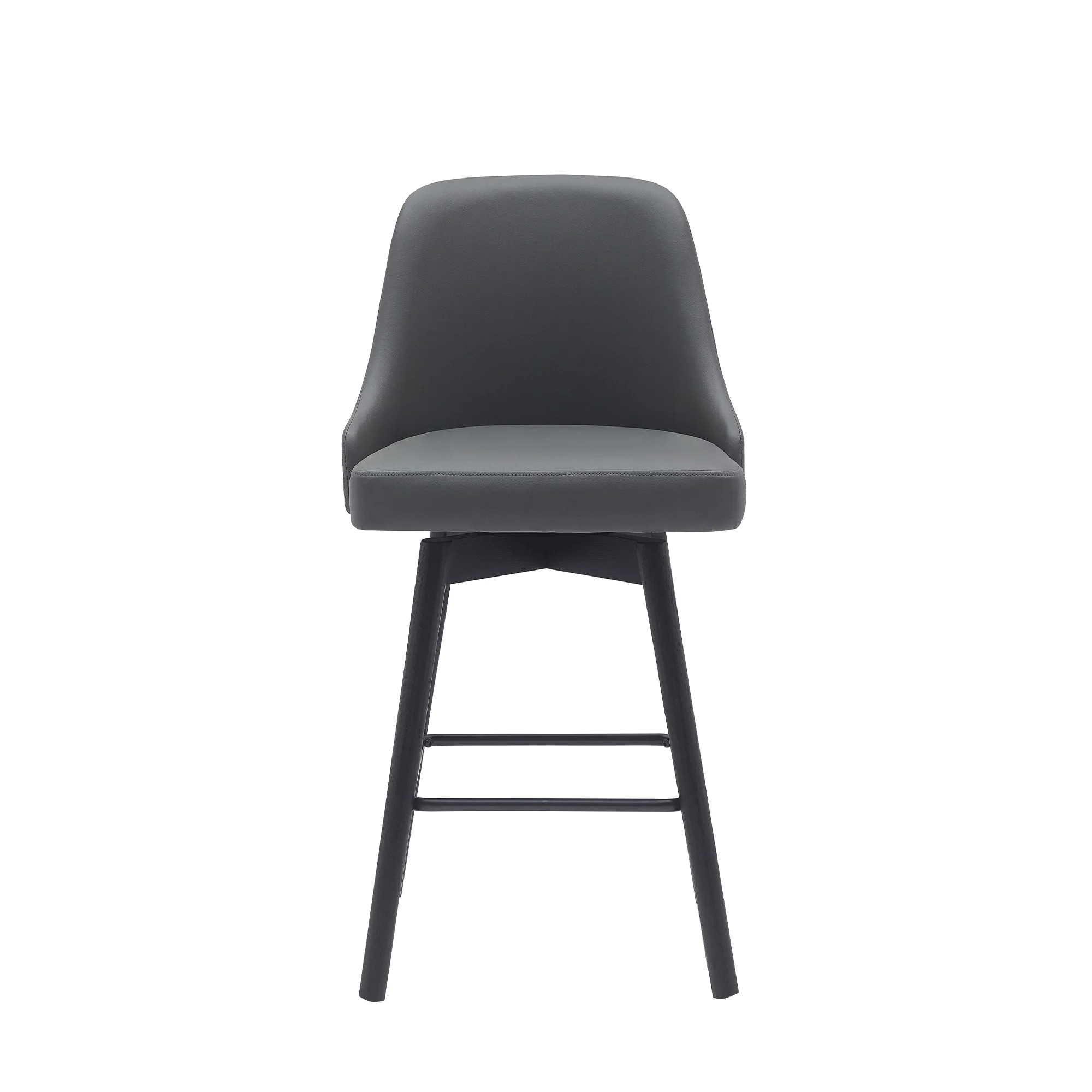 Sicily 26" Swivel Black Wood Counter Stool in Gray Faux Leather By Armen Living - Image 3