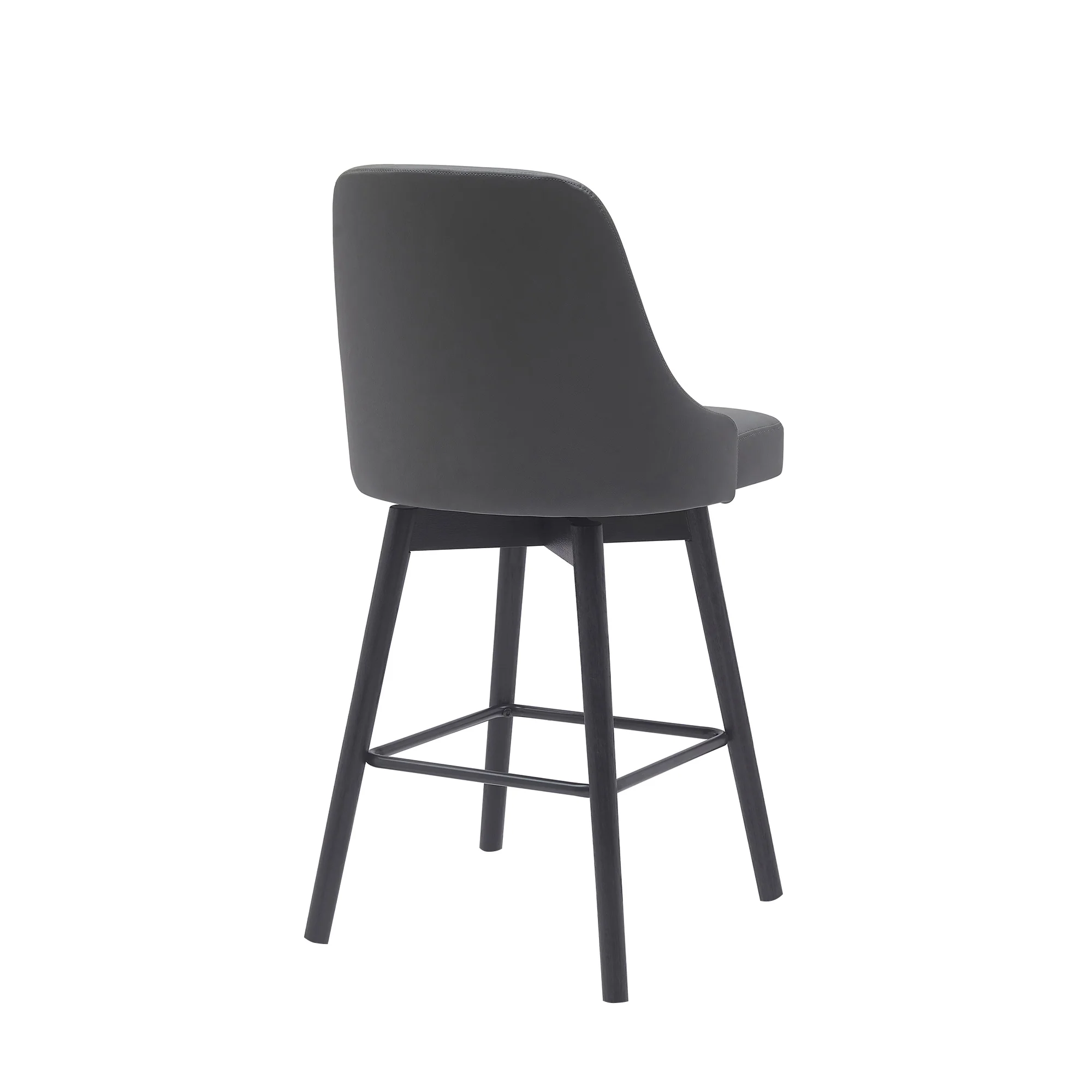 Sicily 26" Swivel Black Wood Counter Stool in Gray Faux Leather By Armen Living - Image 4