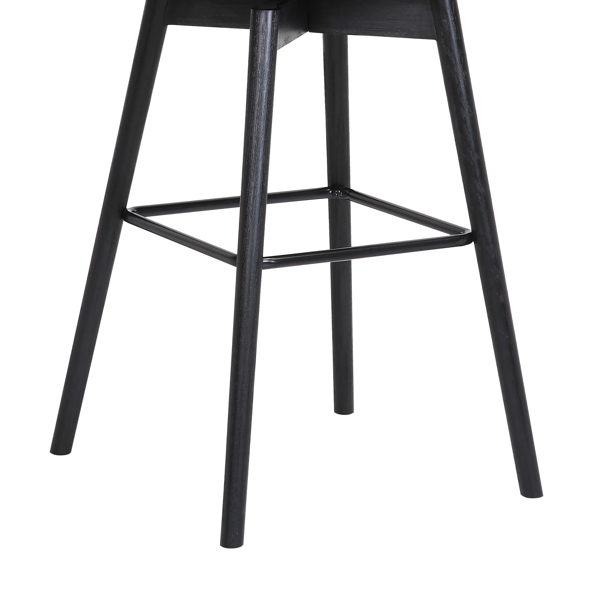 Sicily 26" Swivel Black Wood Counter Stool in Light Grey Fabric By Armen Living - Image 8