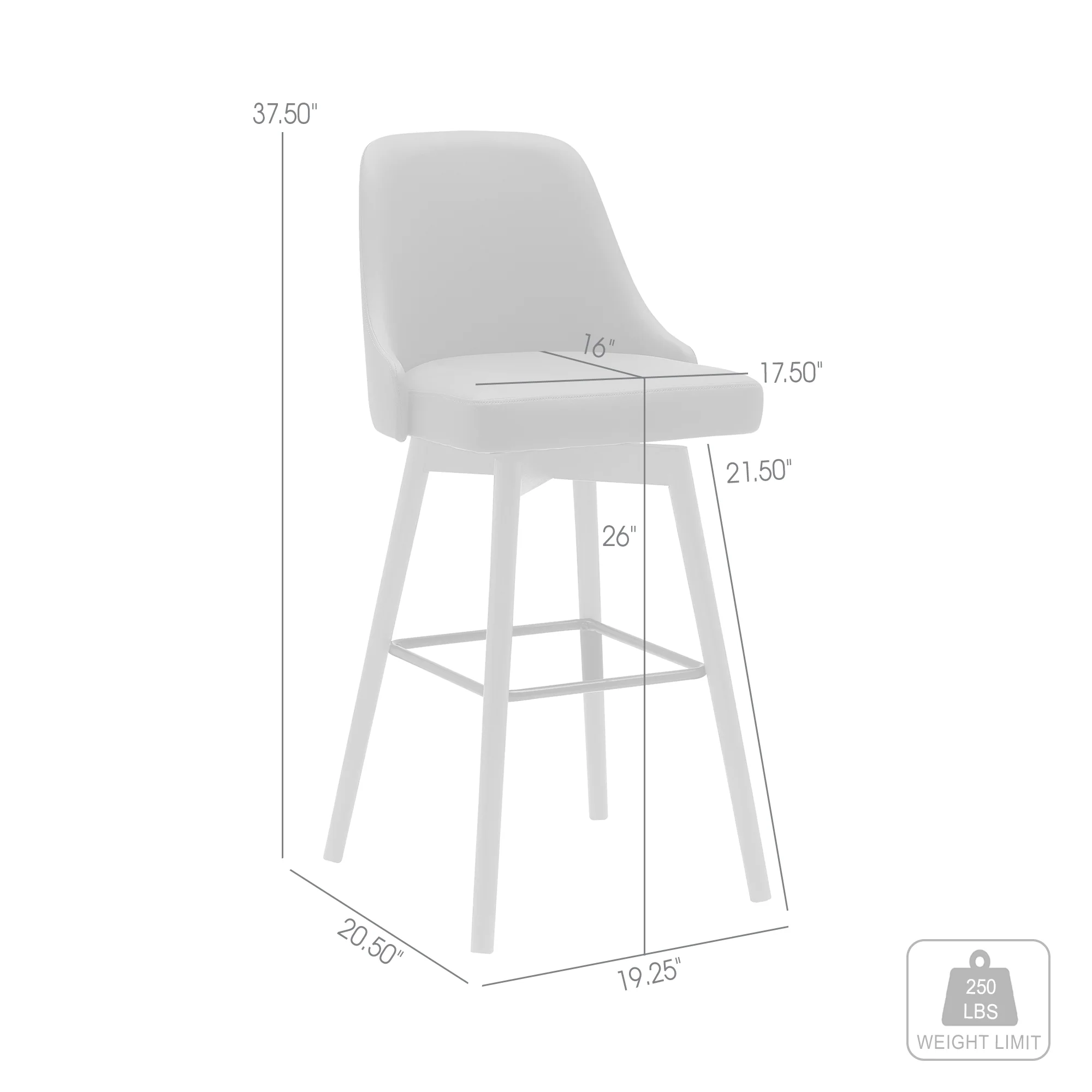 Sicily 26" Swivel Walnut Wood Counter Stool in Cream Faux Leather By Armen Living - Image 14