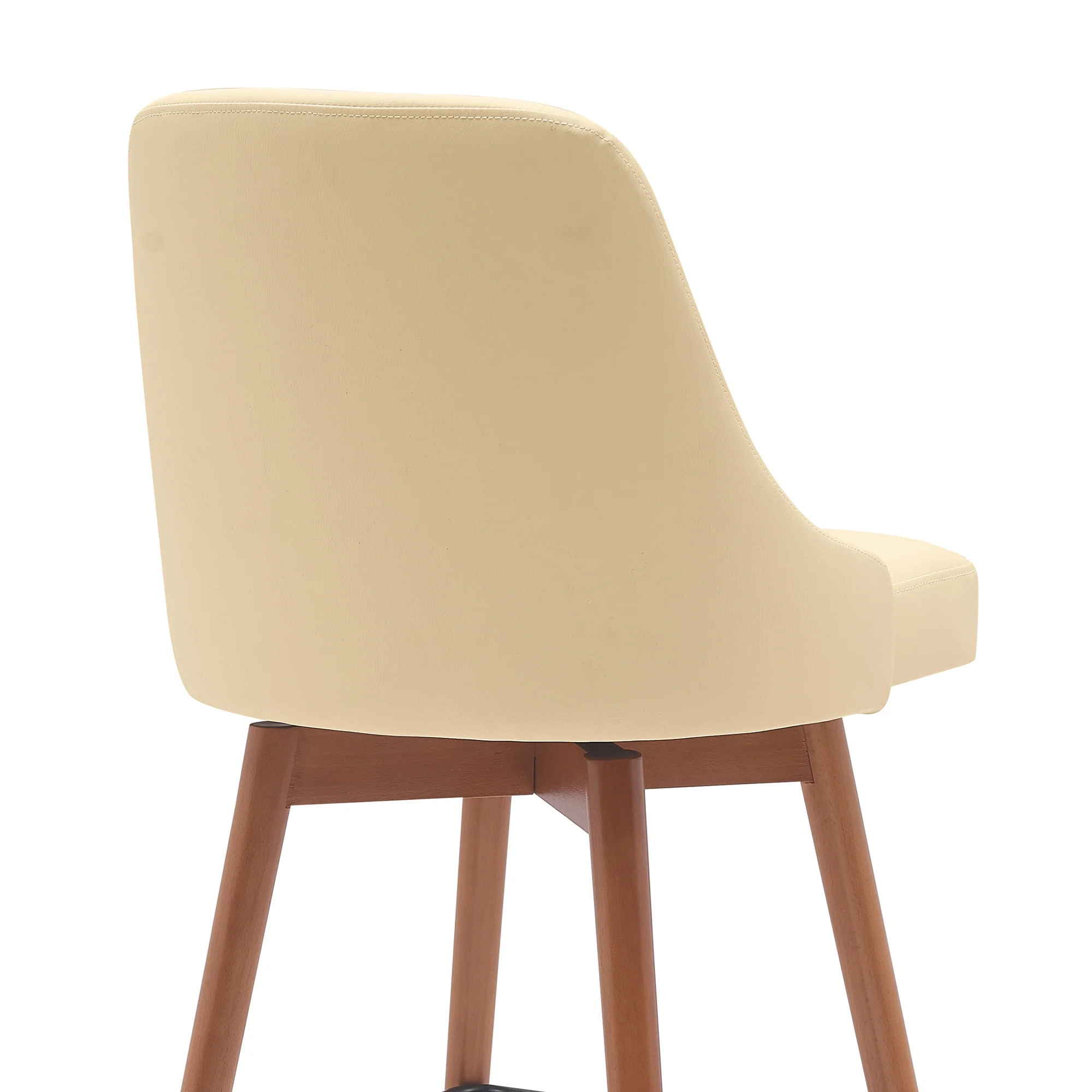 Sicily 26" Swivel Walnut Wood Counter Stool in Cream Faux Leather By Armen Living - Image 5