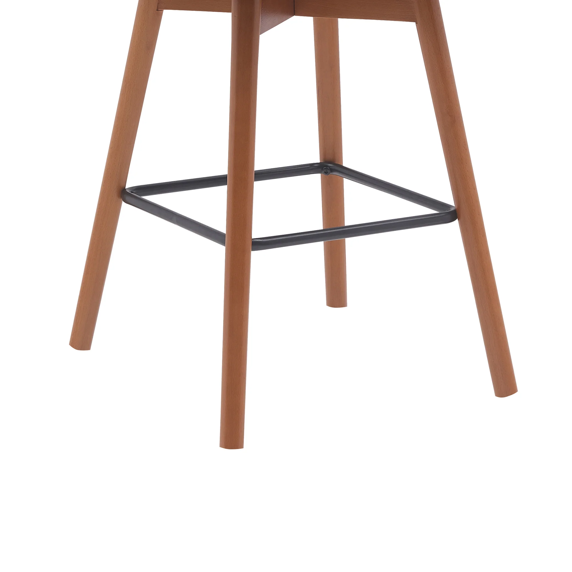 Sicily 26" Swivel Walnut Wood Counter Stool in Cream Faux Leather By Armen Living - Image 6