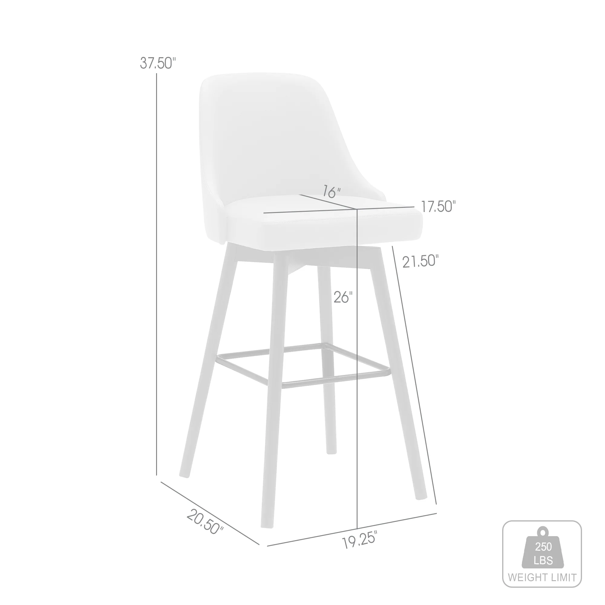 Sicily 26" Swivel Walnut Wood Counter Stool in Cream Faux Leather By Armen Living - Image 7
