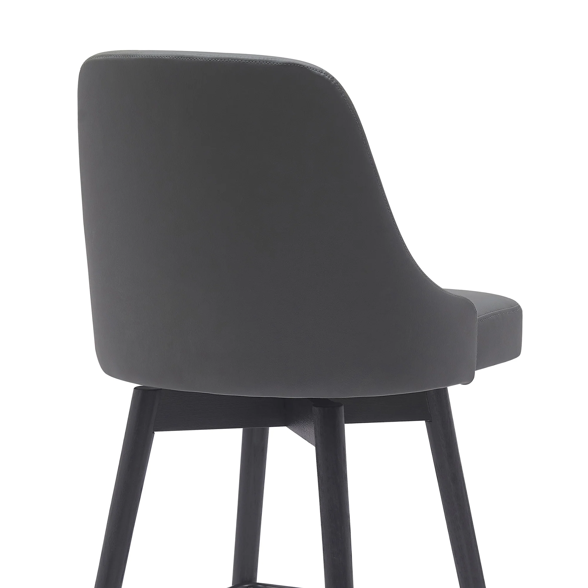 Sicily 30" Swivel Black Wood Bar Stool in Gray Faux Leather By Armen Living - Image 5