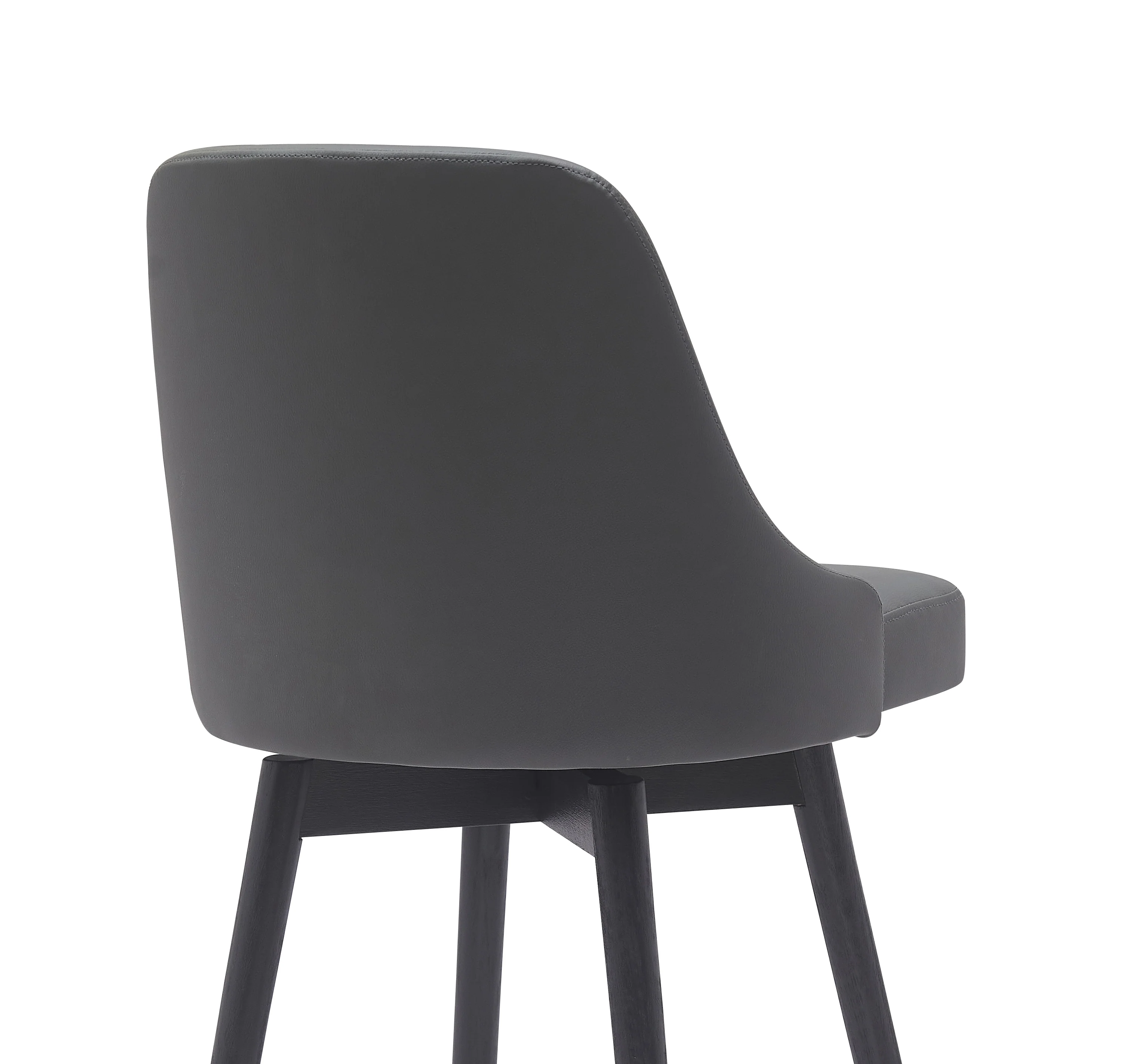 Sicily 30" Swivel Black Wood Bar Stool in Gray Faux Leather By Armen Living - Image 9