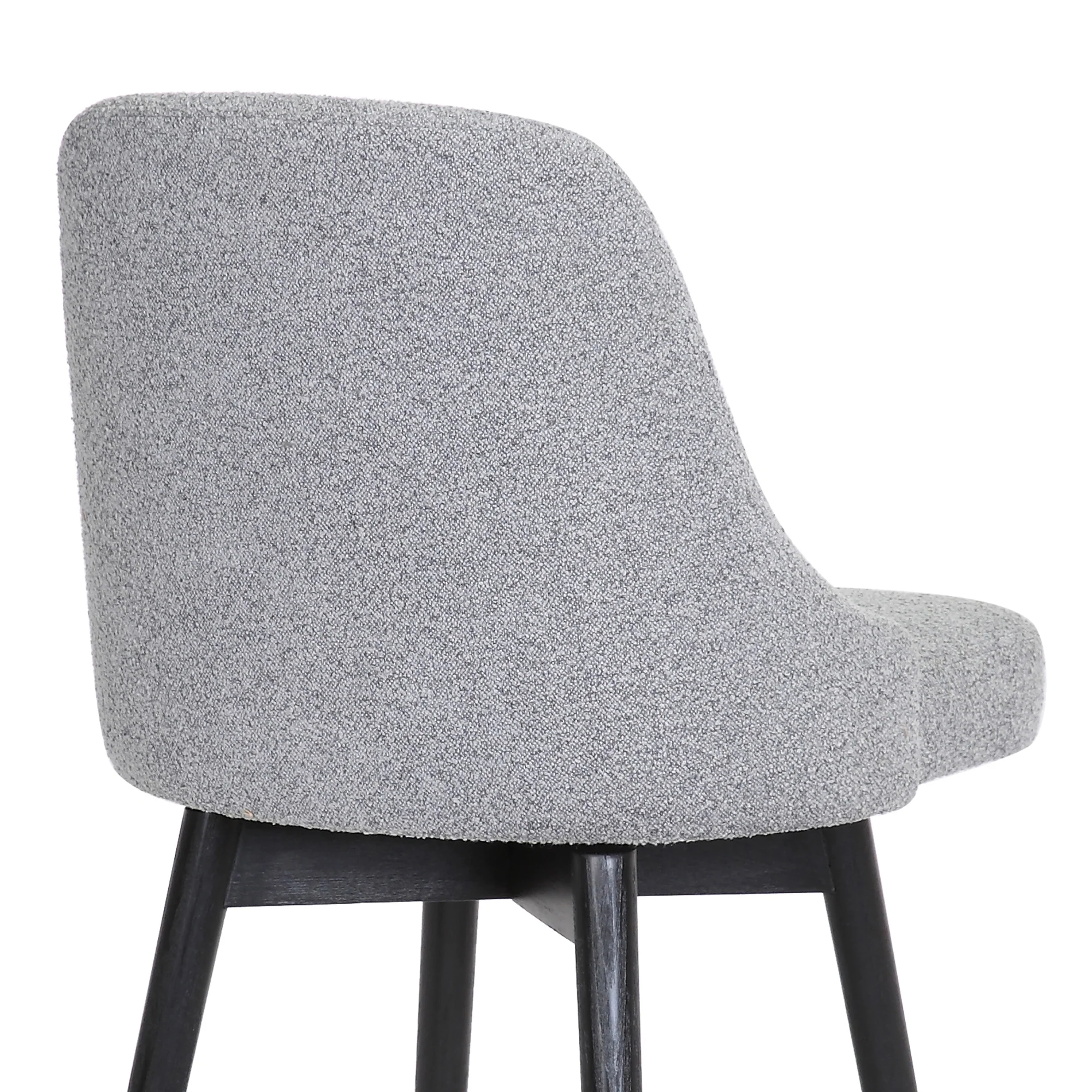 Sicily 30" Swivel Black Wood Bar Stool in Light Grey Fabric By Armen Living - Image 10