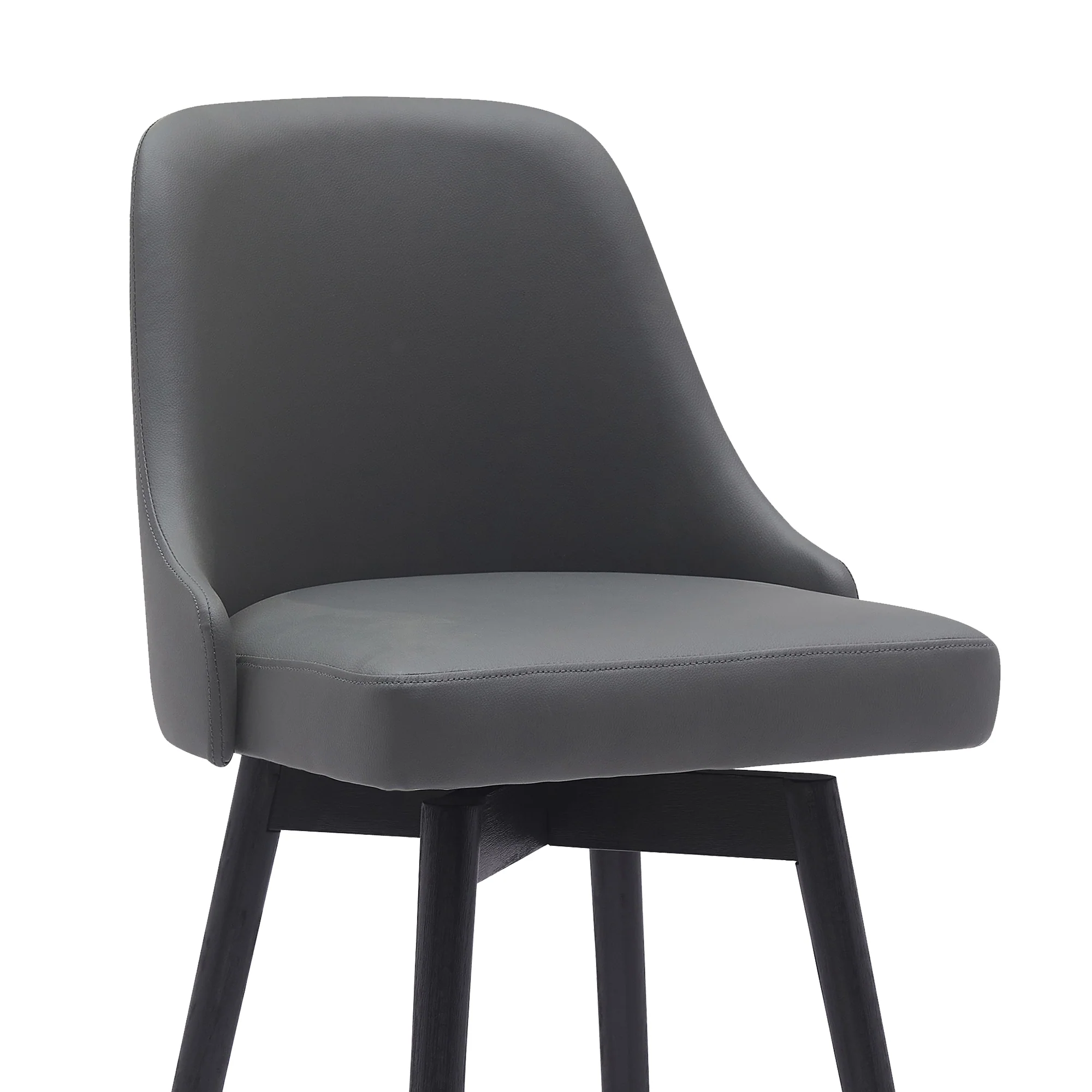 Sicily 30" Swivel Black Wood Bar Stool in Light Grey Fabric By Armen Living - Image 5