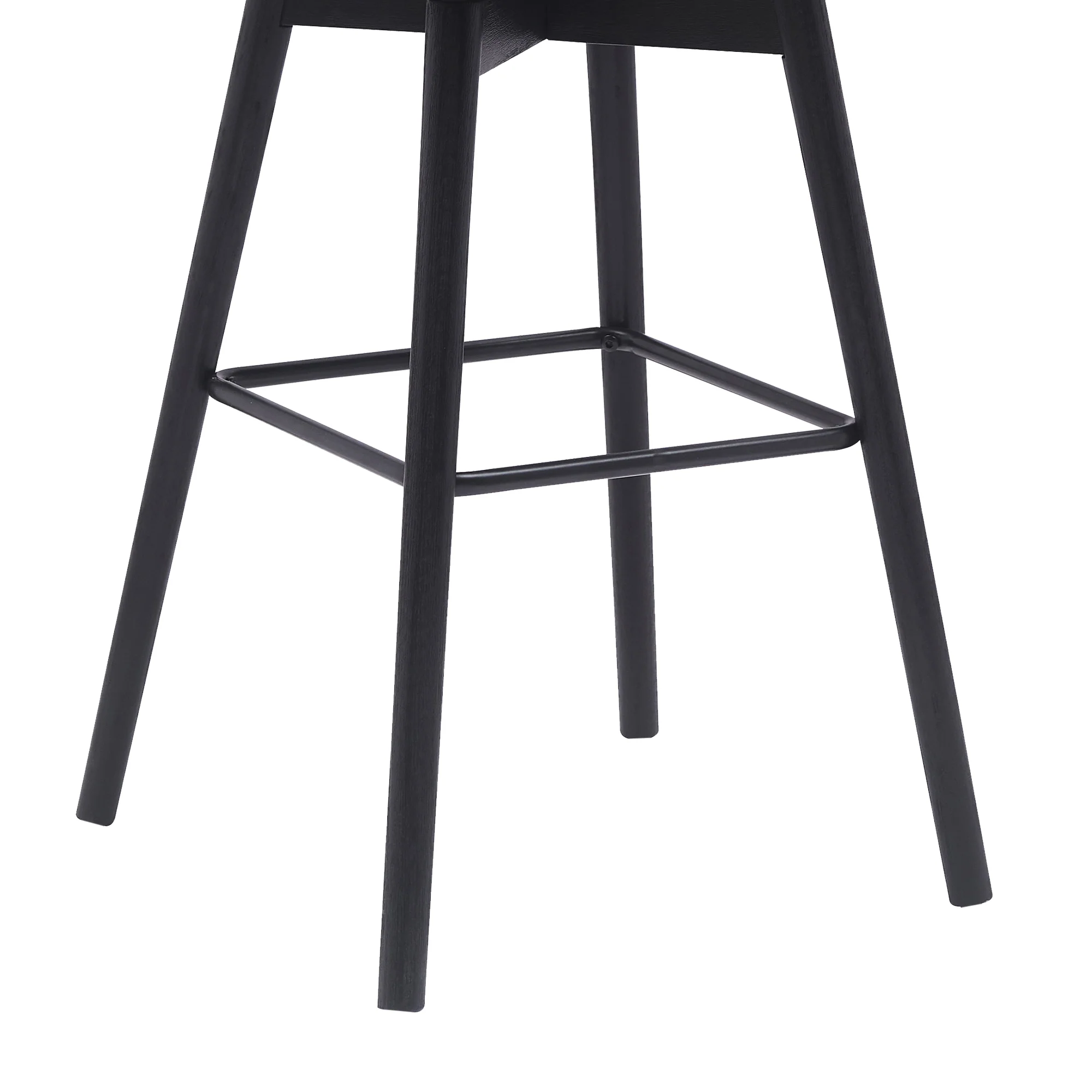 Sicily 30" Swivel Black Wood Bar Stool in Light Grey Fabric By Armen Living - Image 7