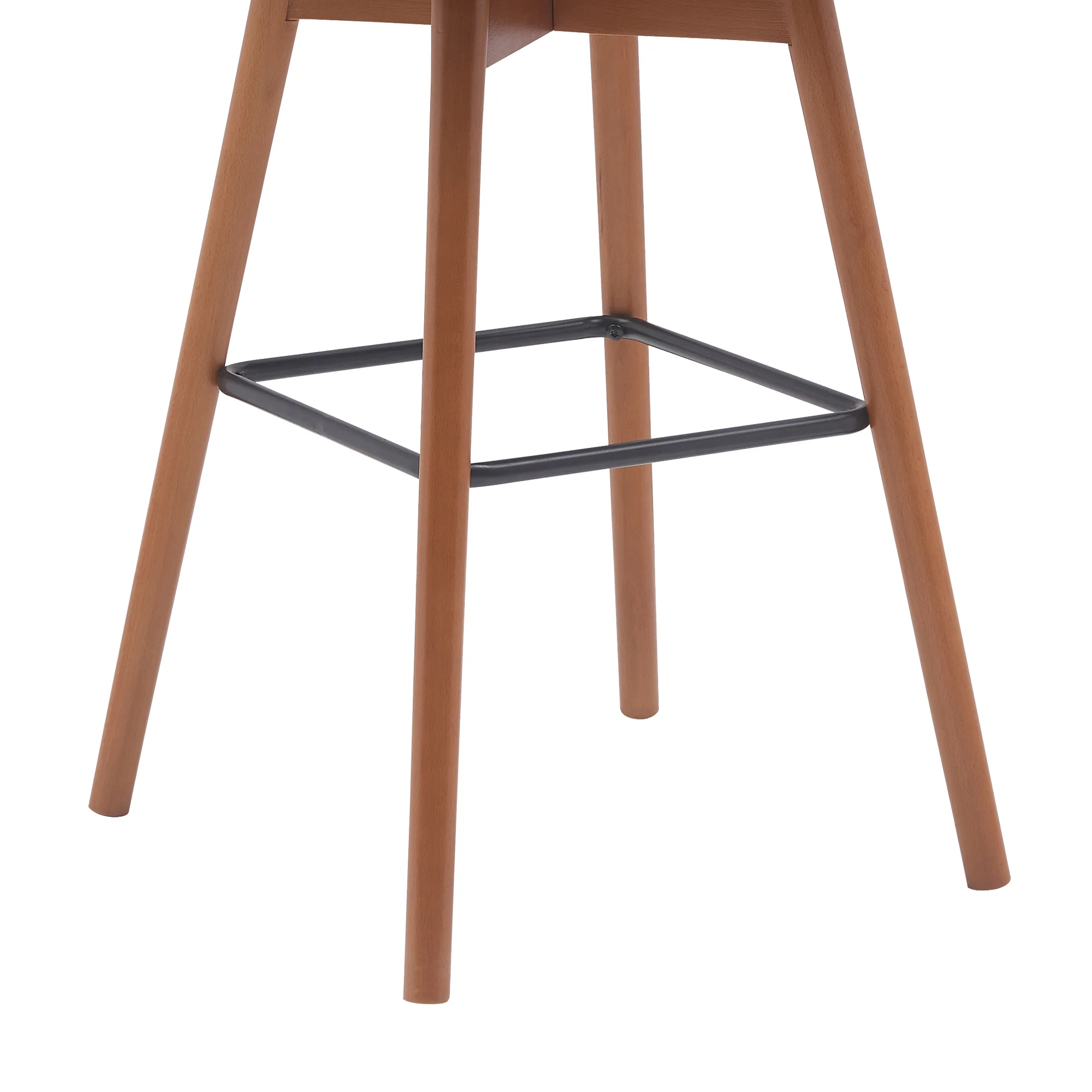 Sicily 30" Swivel Walnut Wood Bar Stool in Cream Faux Leather By Armen Living - Image 6