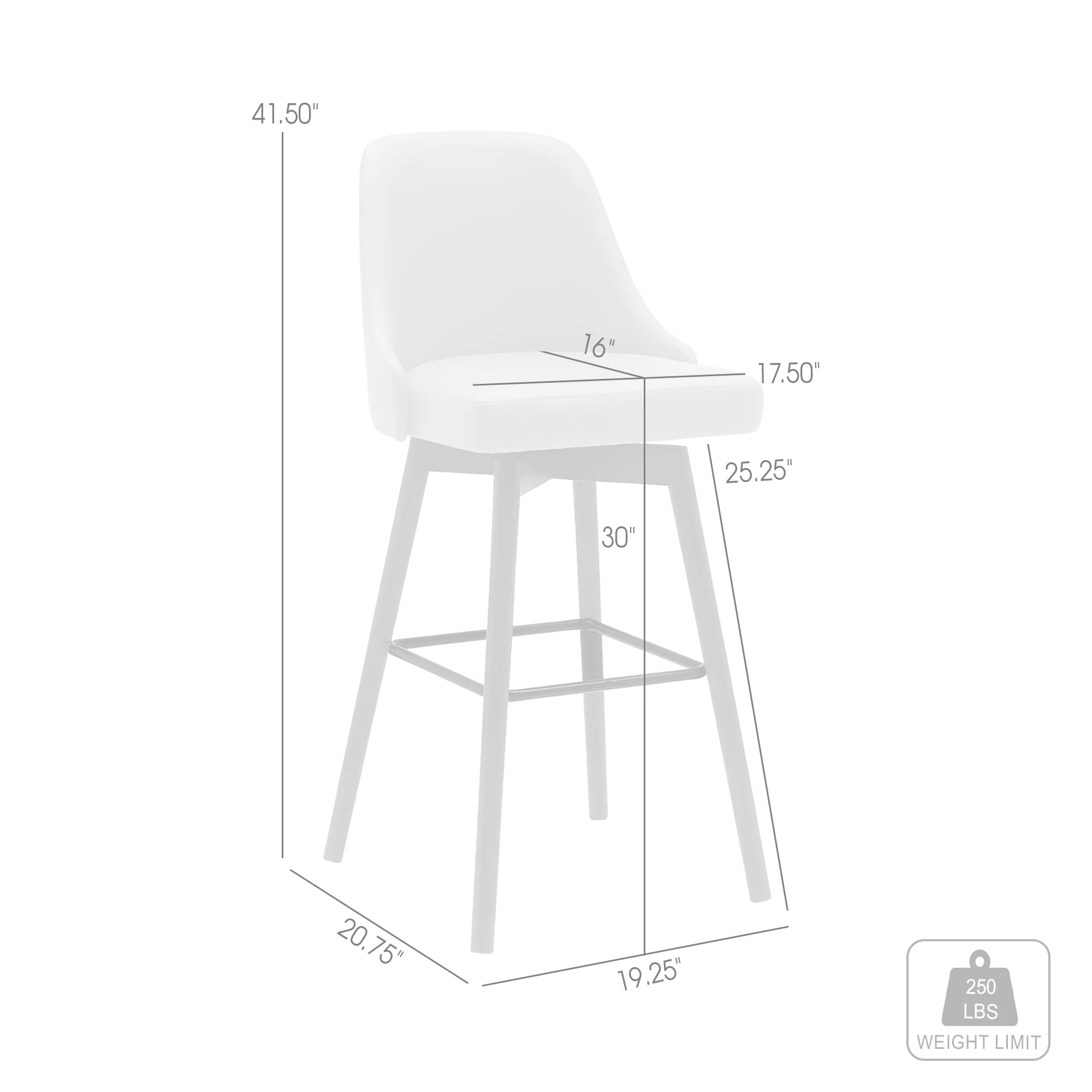 Sicily 30" Swivel Walnut Wood Bar Stool in Cream Faux Leather By Armen Living - Image 7