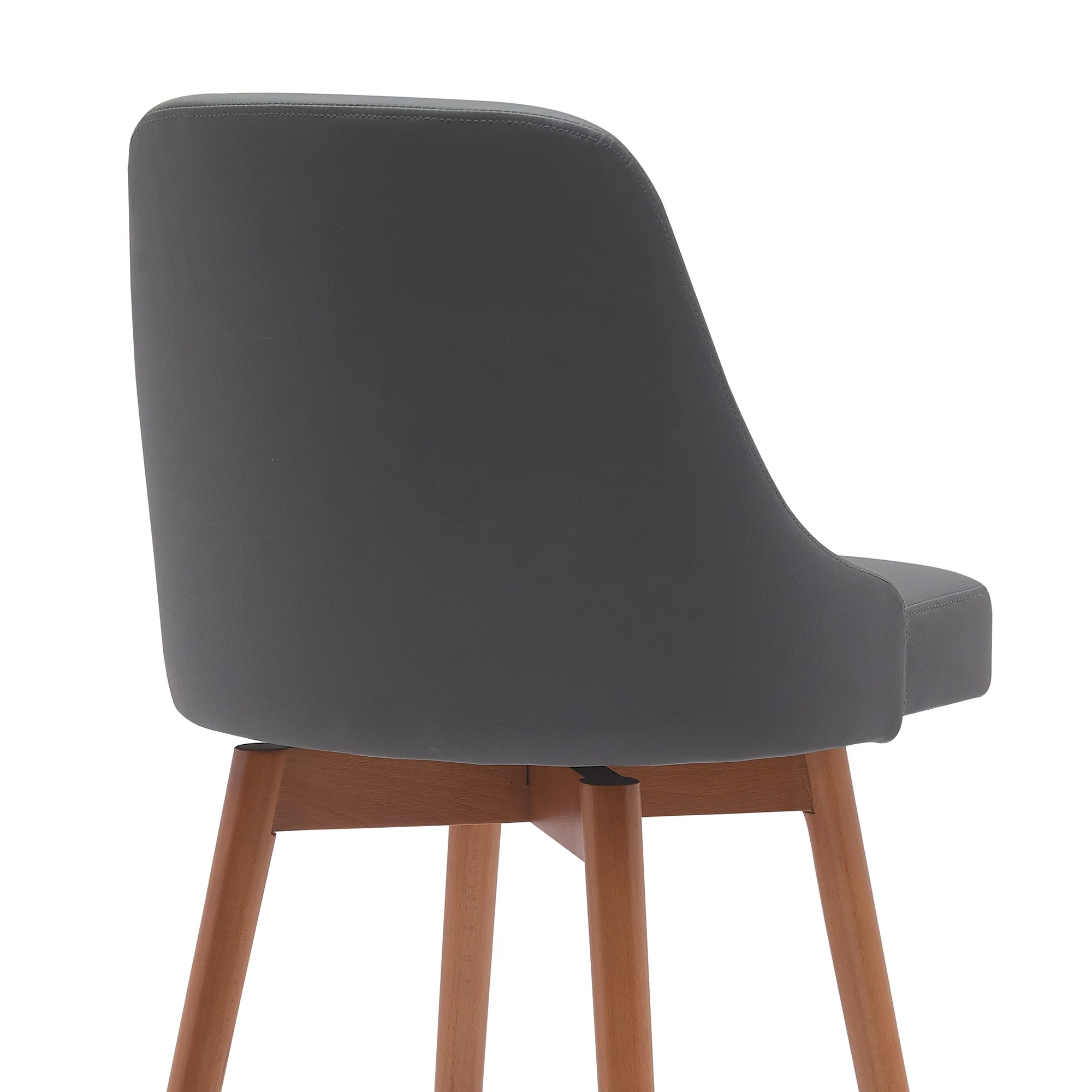 Sicily 30" Swivel Walnut Wood Bar Stool in Gray Faux Leather By Armen Living - Image 5