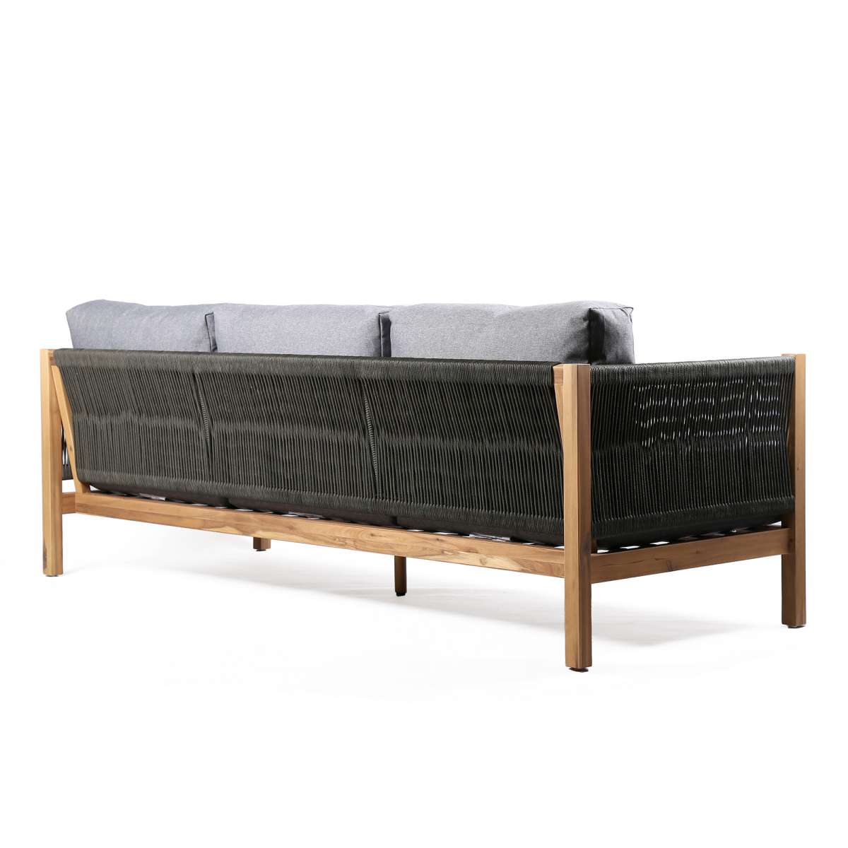 Sienna 4 Piece Acacia Wood Outdoor Sofa Seating Set with Teak Finish and Grey Cushions By Armen Living - Image 5