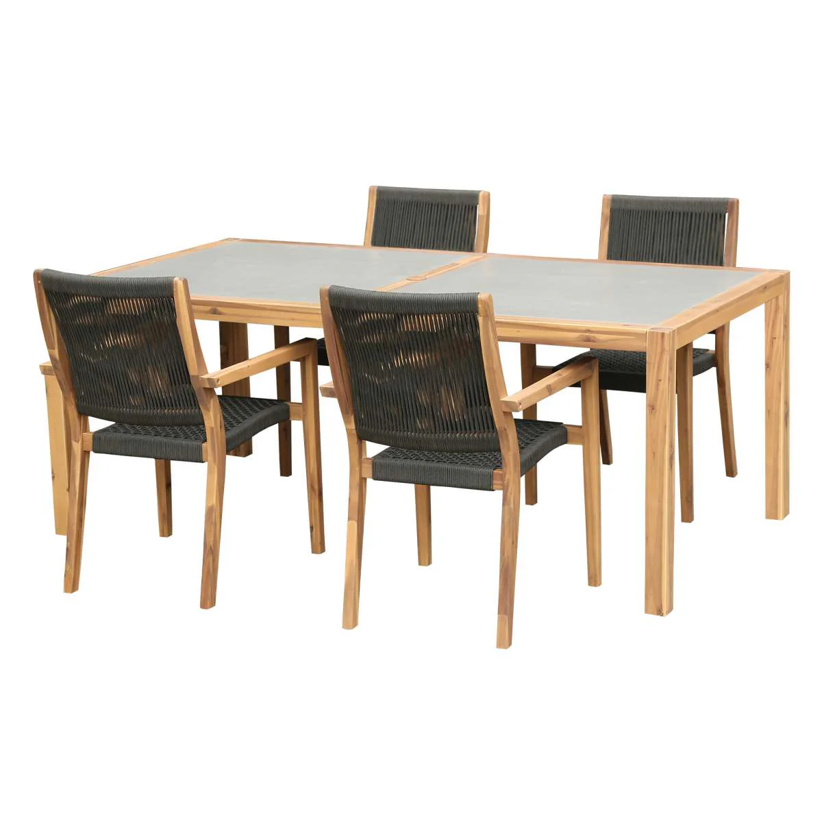 Sienna and Madsen 5 Piece Outdoor Eucalyptus Dining Set with Grey Teak Finish By Armen Living - Image 10
