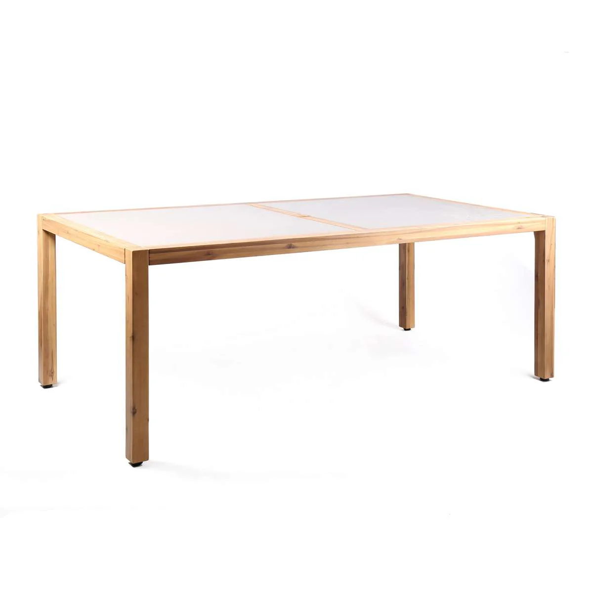 Sienna Outdoor Eucalyptus Dining Table with Teak Finish and Grey Super Stone Top By Armen Living - Image 4