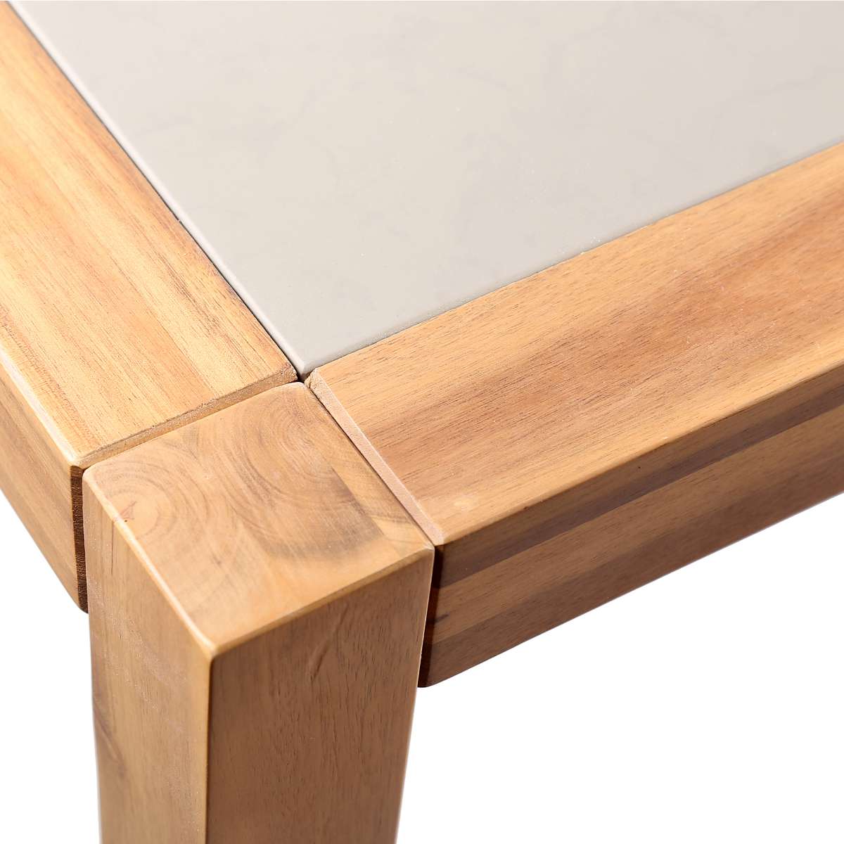 Sienna Outdoor Eucalyptus Dining Table with Teak Finish and Grey Super Stone Top By Armen Living - Image 6